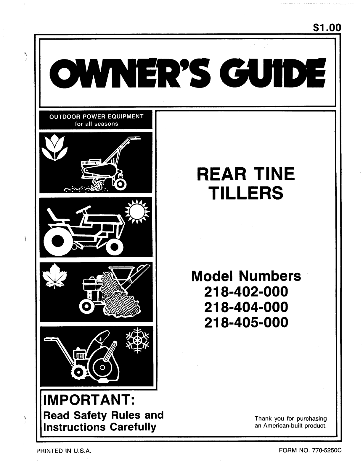 MTD 218-405-000, 218-404-000 User Manual