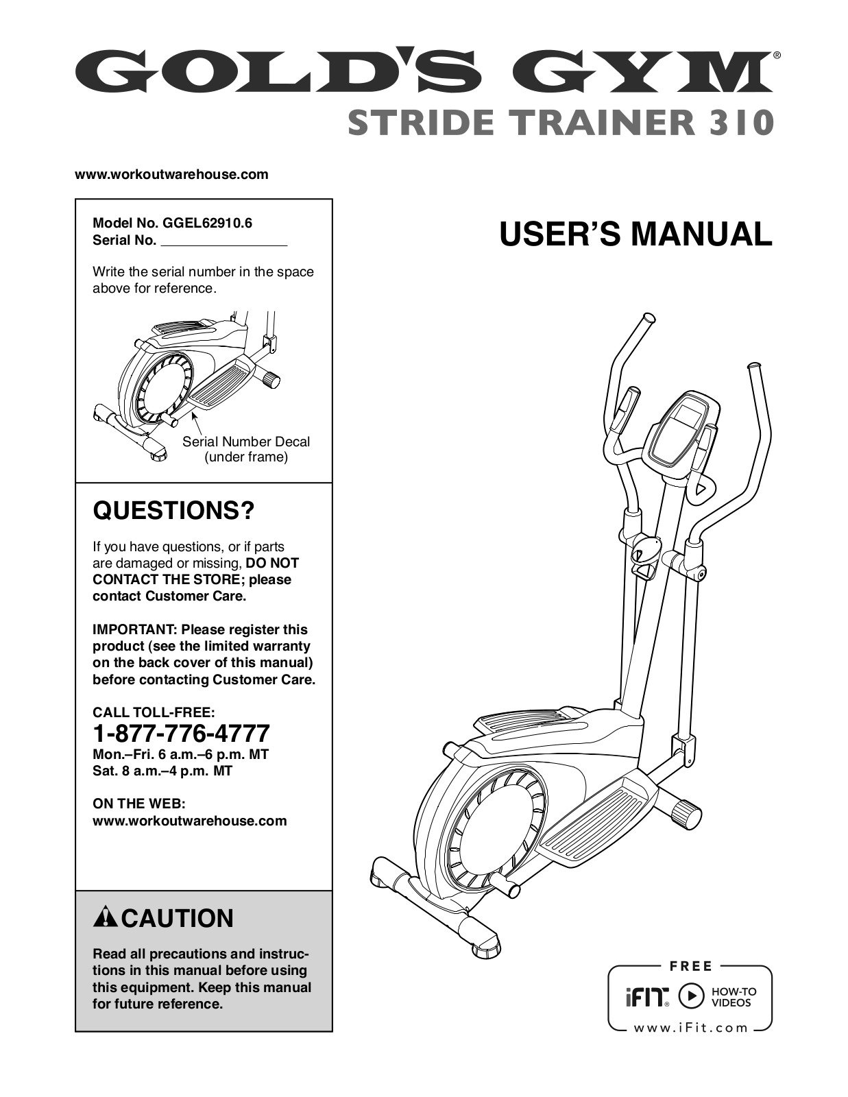 Gold's Gym GGEL629106 Owner's Manual