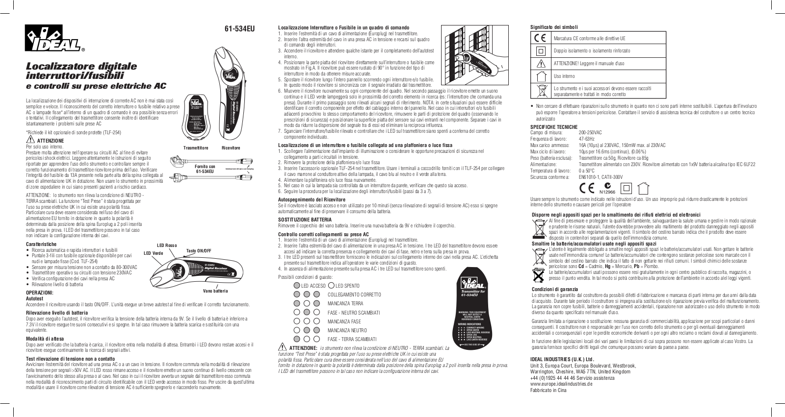 IDEAL Electrical 61-534EU Instruction Sheet