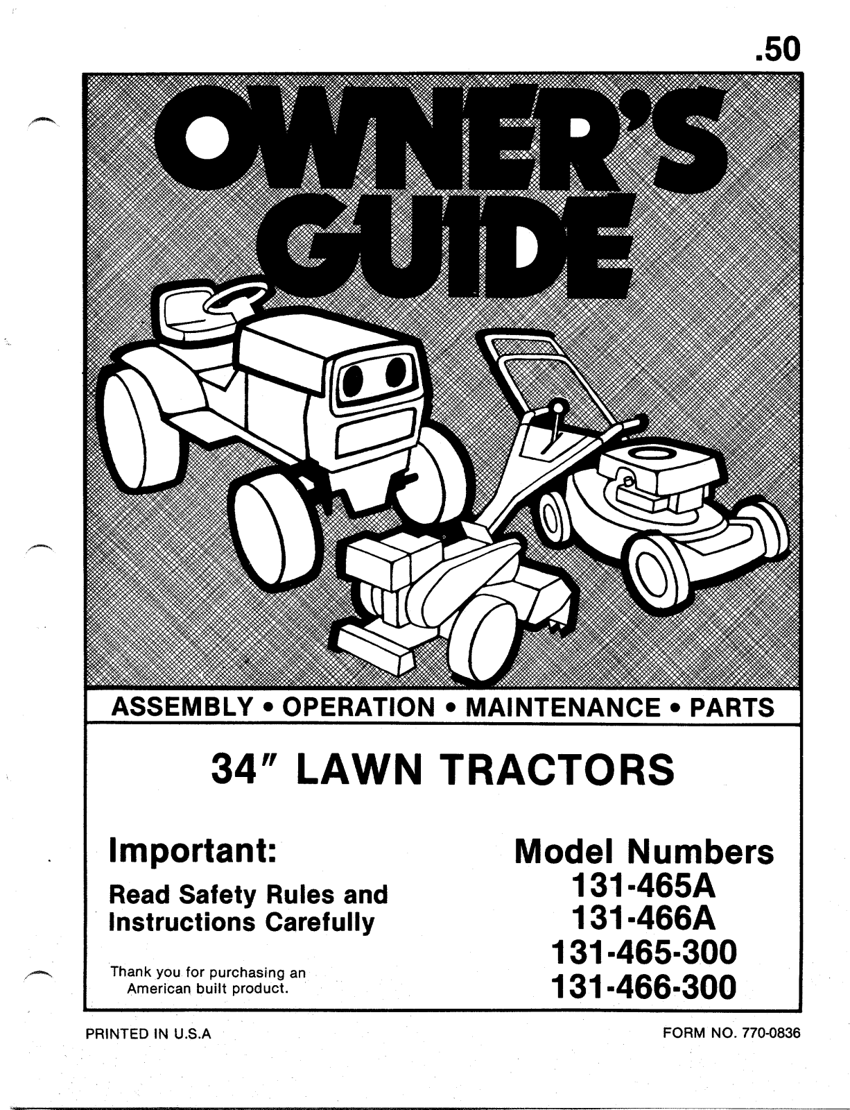 MTD 131-465A, 131-465-300, 131-466-300, 131-466A User Manual