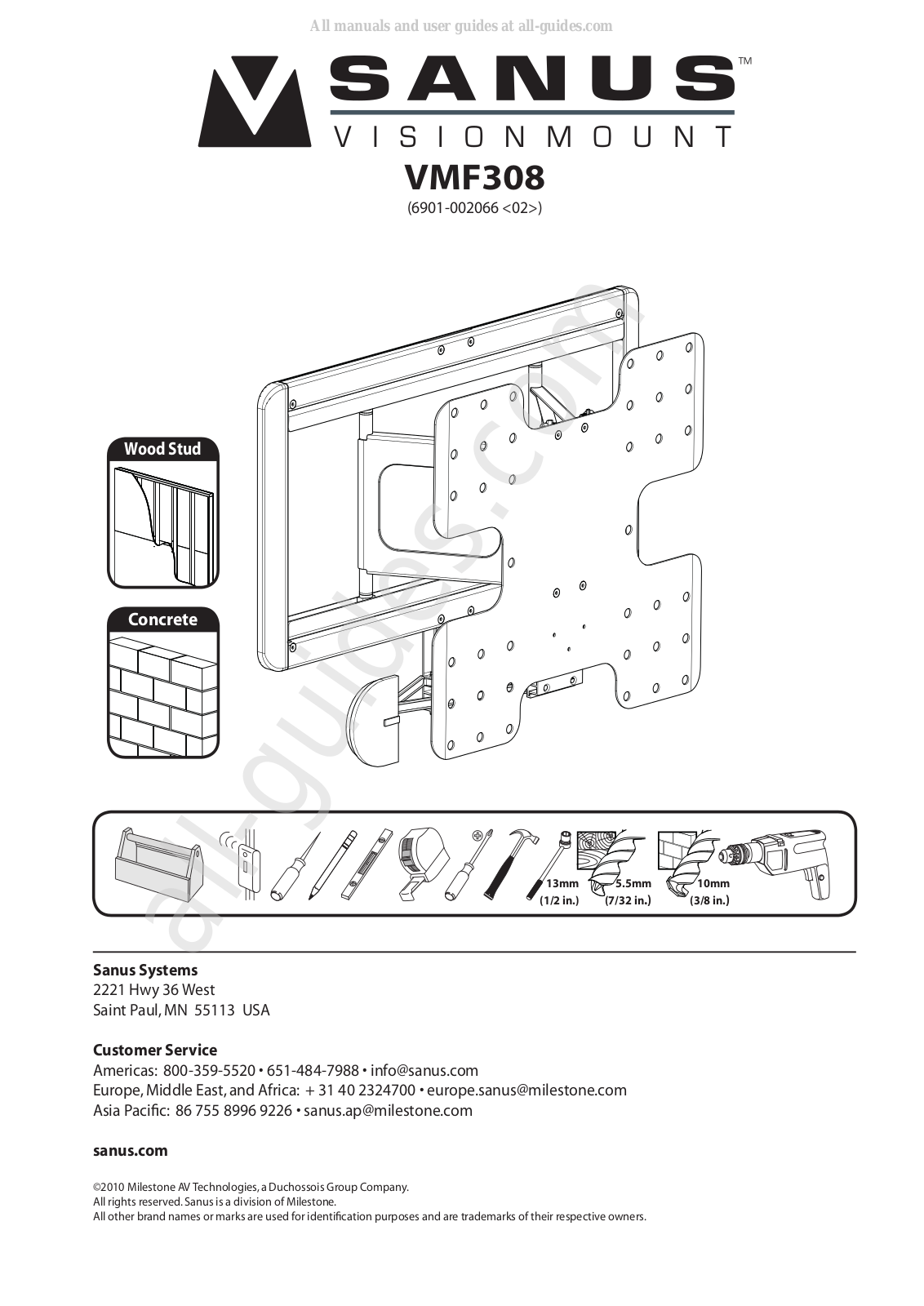 Sanus VisionMount VMF308 User Manual - ManualMachine.com