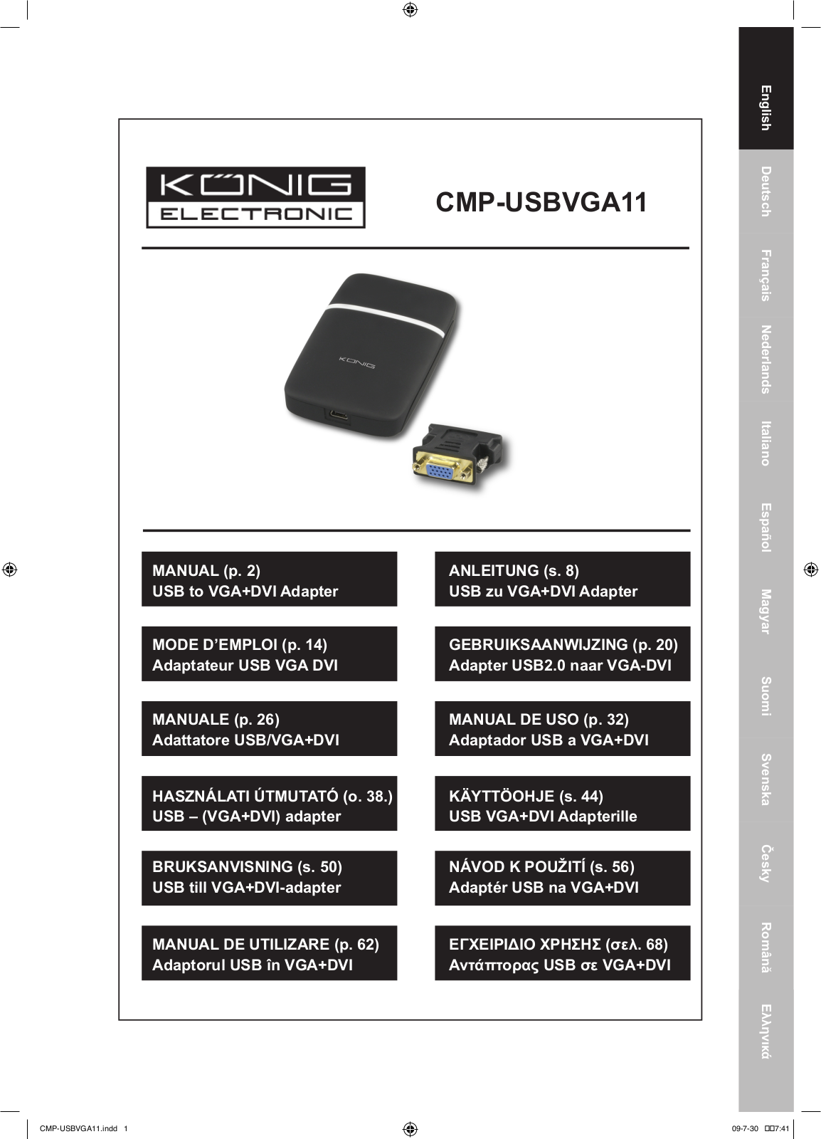 Konig USB 2.0 to VGA-DVI adapter User Manual