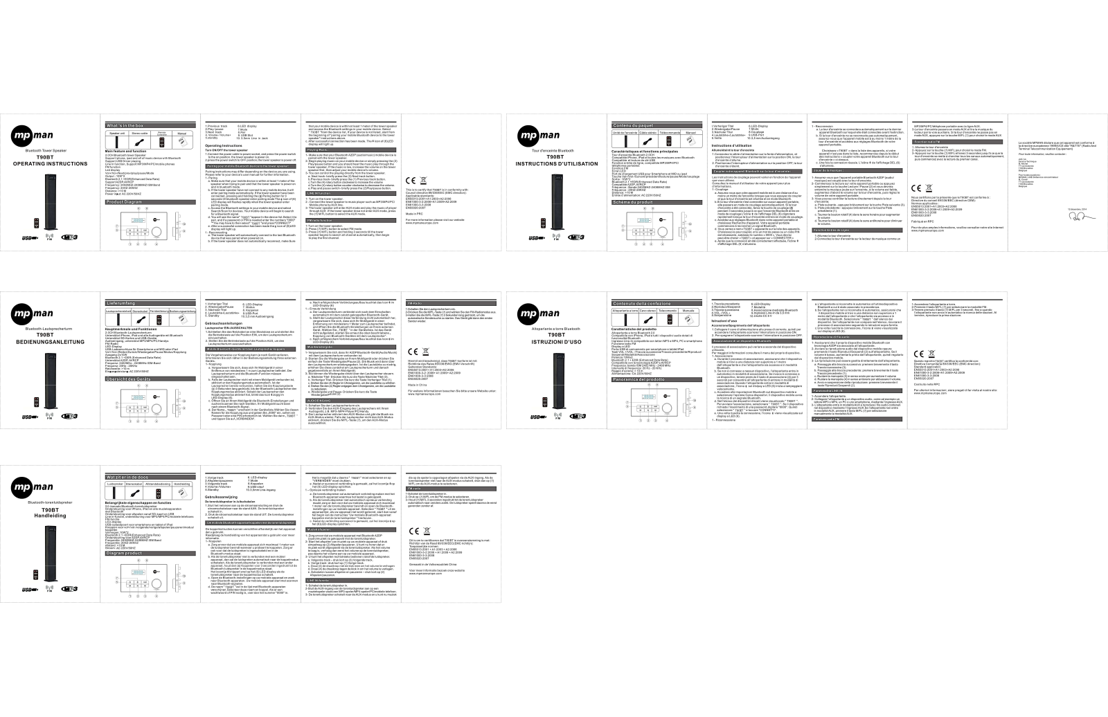 mpman T90BT Operation Instructions