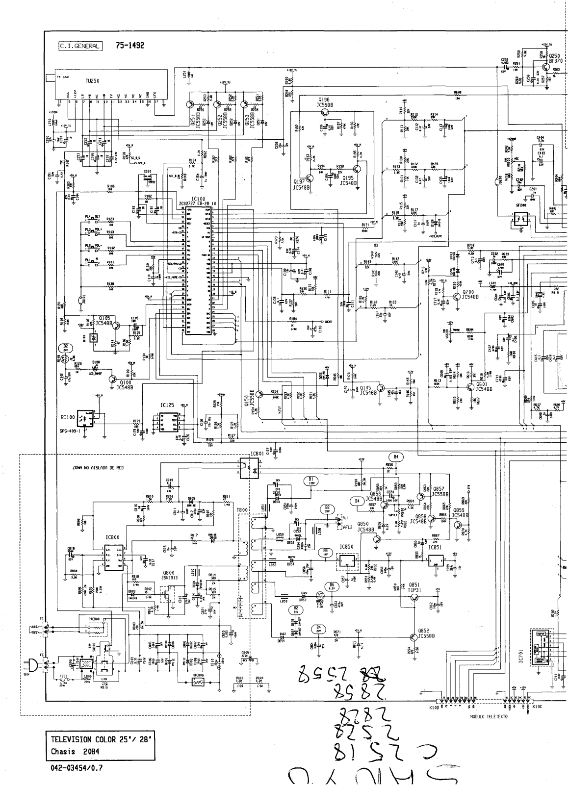 Sanyo C2518, C2528, C2558, C2828 Schematic