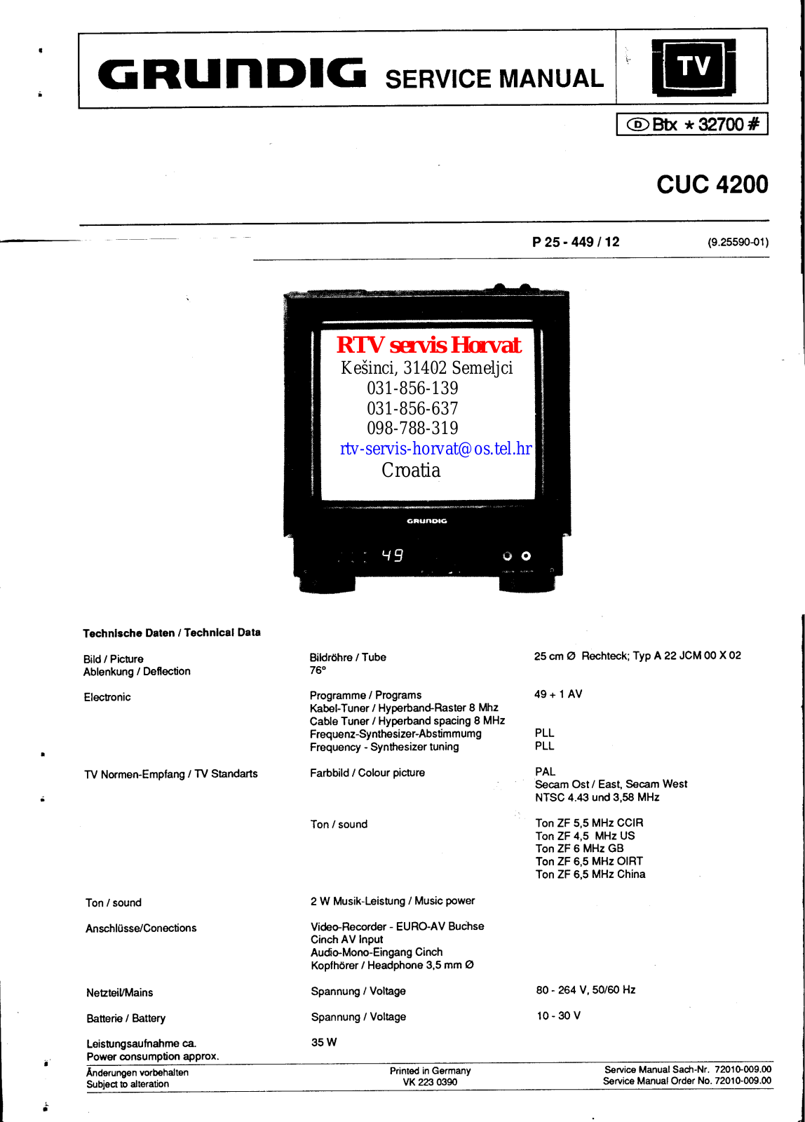 Grundig CUC4200 Schematic