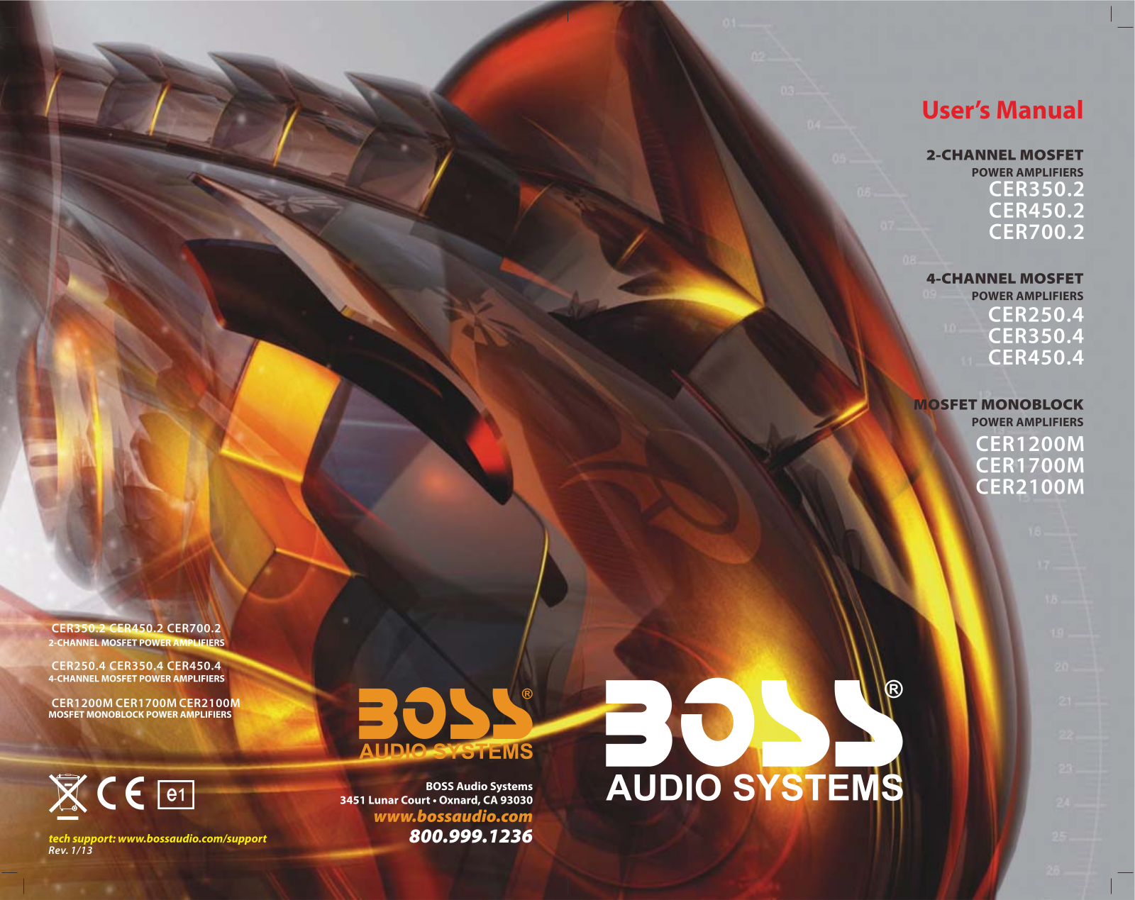 Boss Audio CHAOS ERUPT CER1200M, CHAOS ERUPT CER1700M, CHAOS ERUPT CER2100M, CHAOS ERUPT CER250.4, CHAOS ERUPT CER350.2 User Manual