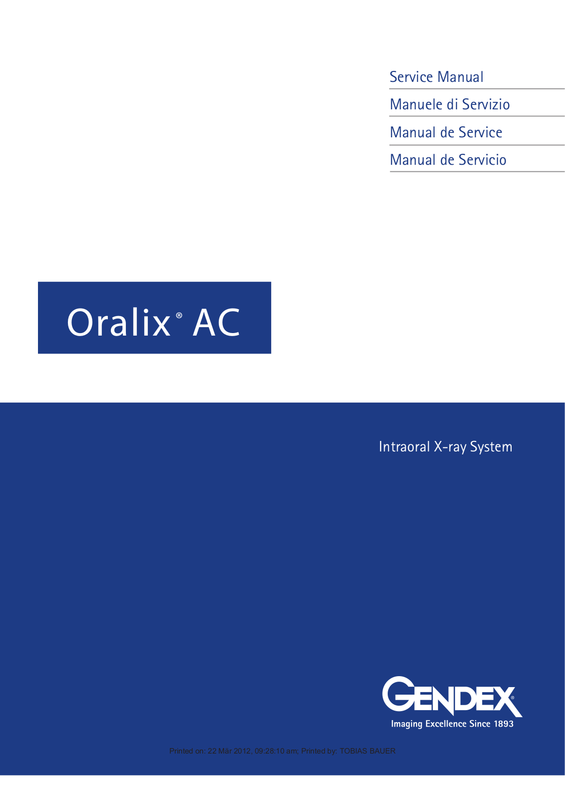 Gendex Oralix Service manual