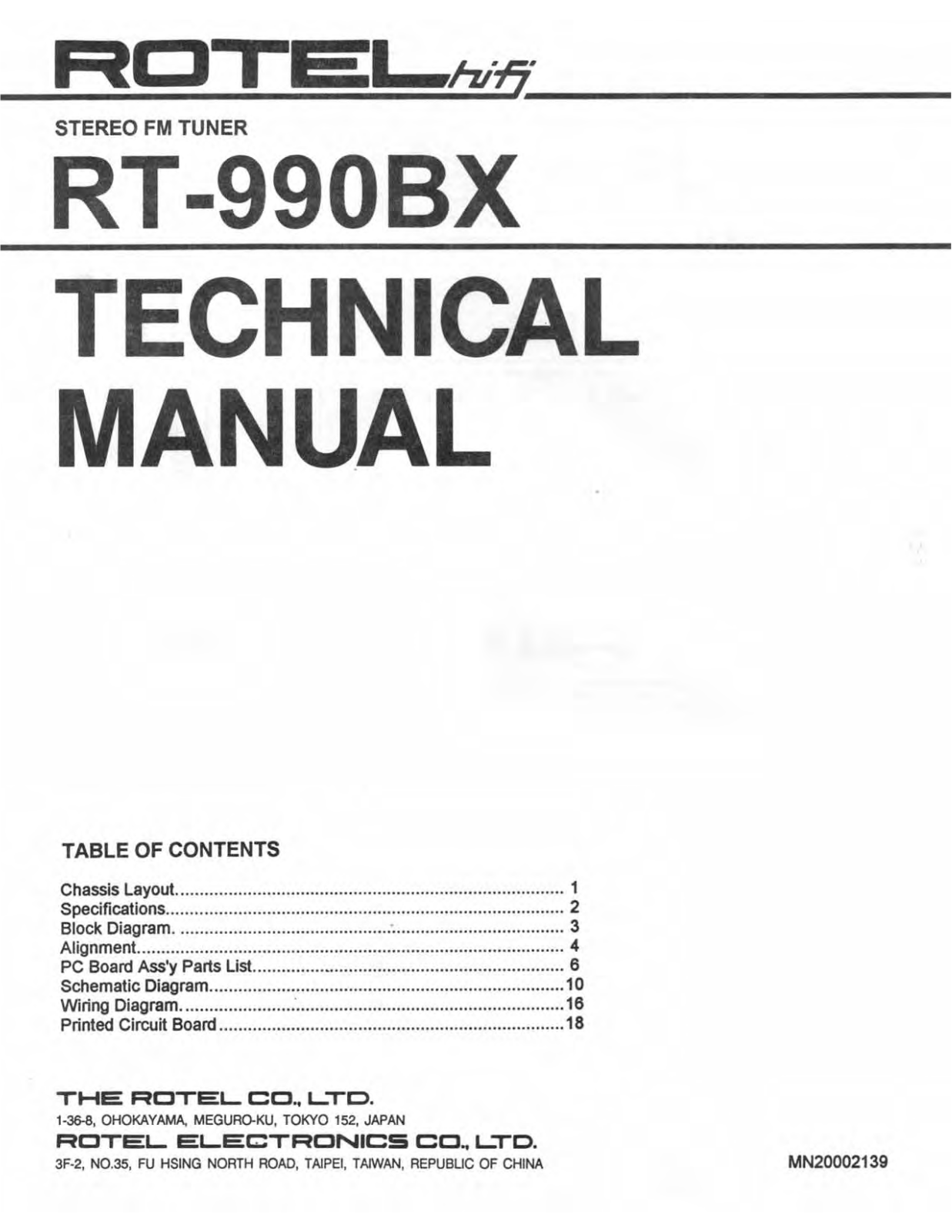 Rotel RT-990-BX Service manual