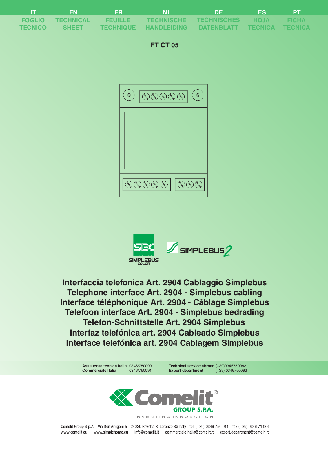 Comelit FT CT 05 User Manual