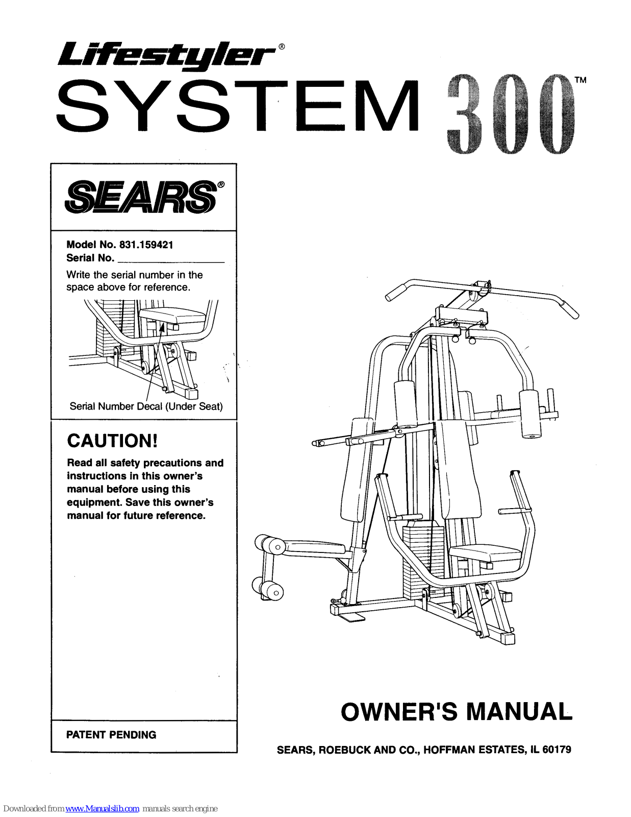 Sears Lifestyler System 300,Lifestyler 831.159421 Owner's Manual