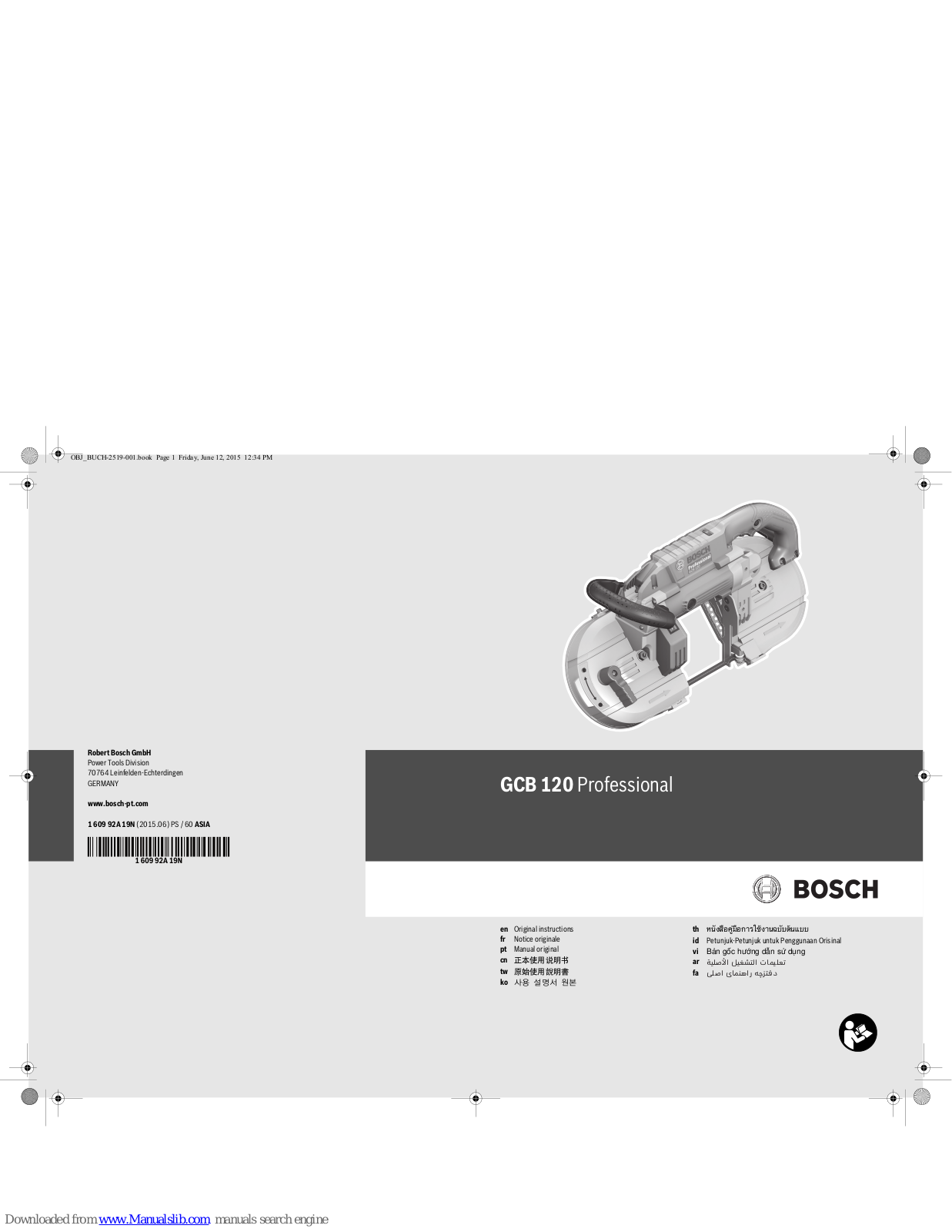 Bosch GCB 120 Professional Original Instructions Manual