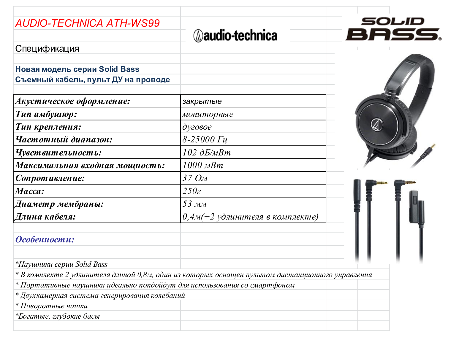 Audio-Technica ATH-WS99 User Manual