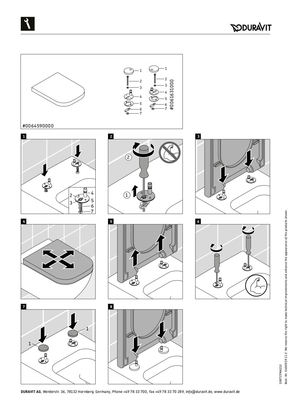 Duravit 0064591300, 0064590000, 0061510000 Mounting instructions