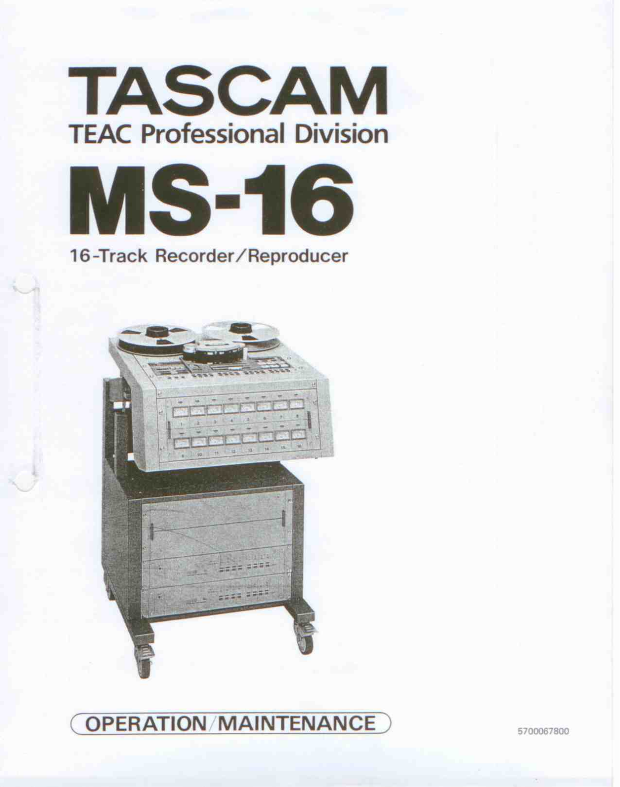 Tascam MS-16 User Manual