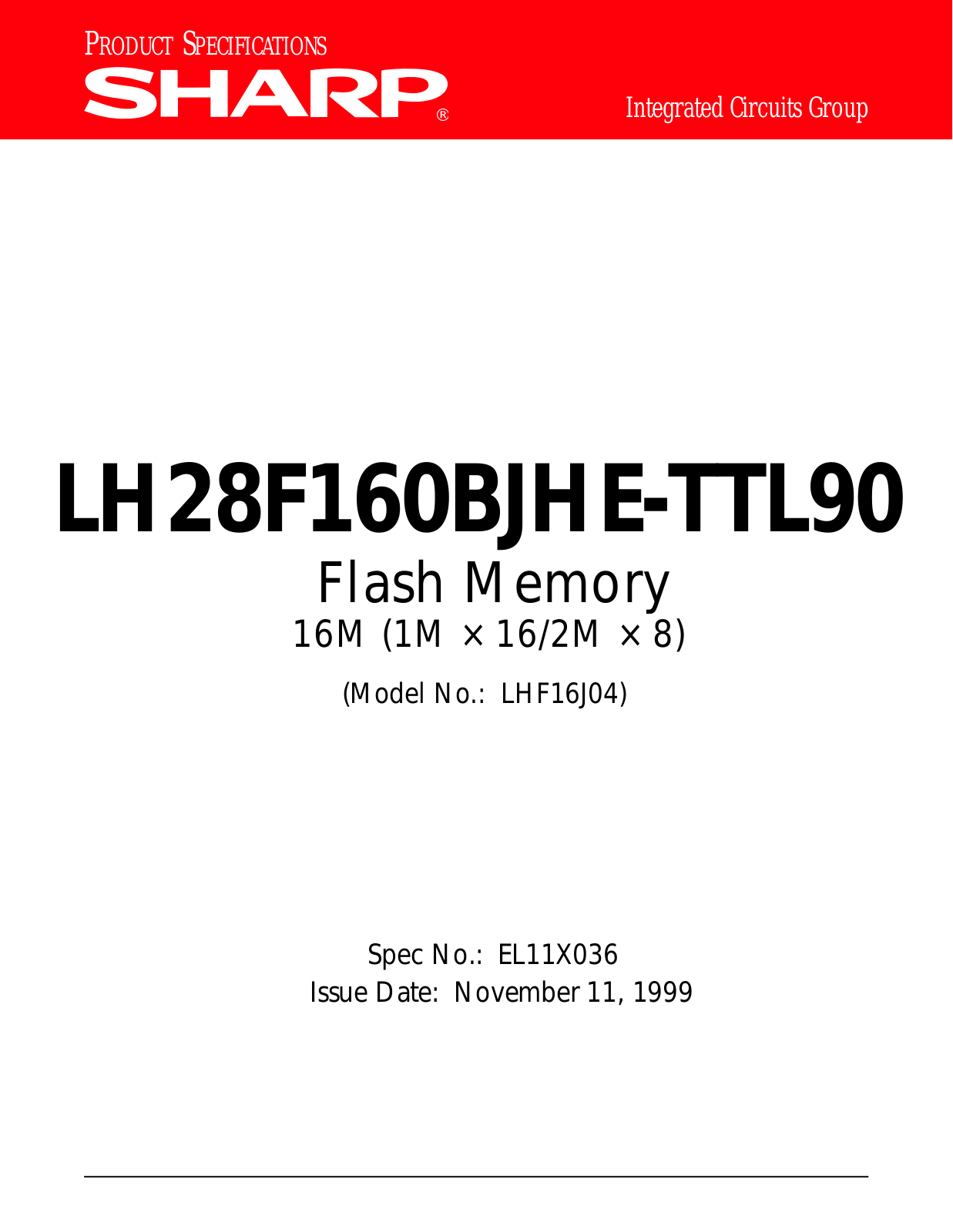 Datasheet LH28F160BJHE-TTL90 Datasheet (Sharp) - ManualMachine.com