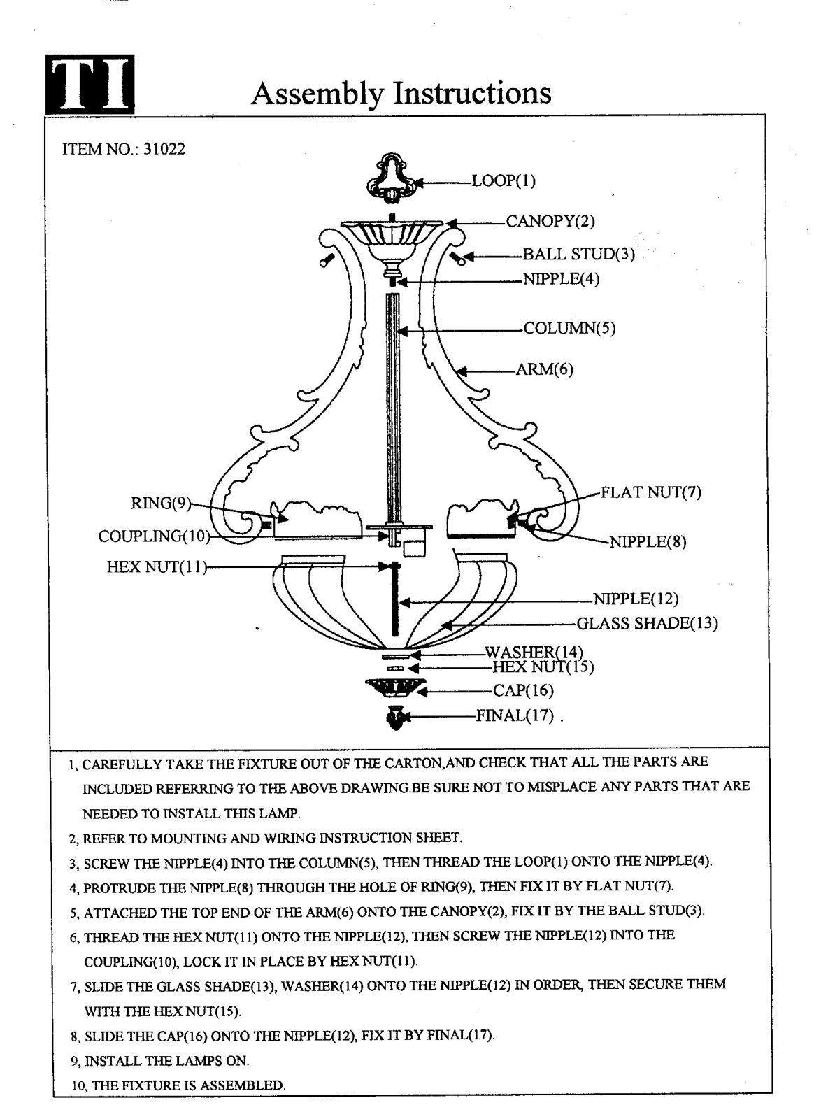 Triarch 31022 User Manual