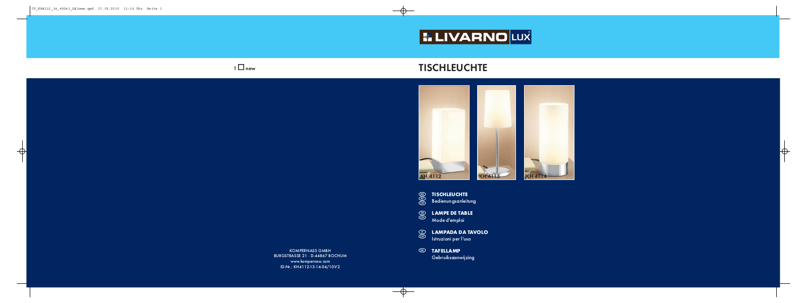 LIVARNO KH 4112-4114 TABLE LAMP User Manual