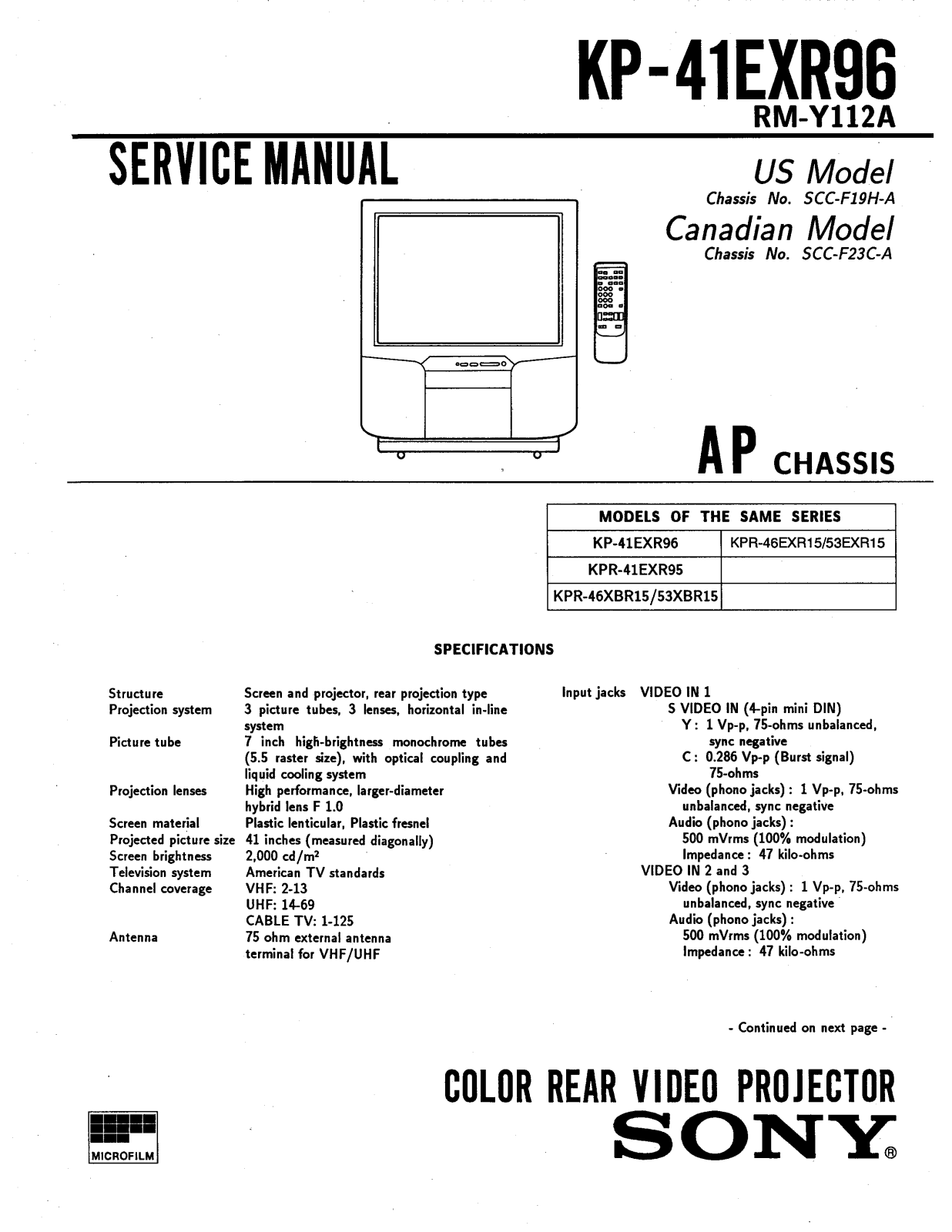 Sony kp41exr96 schematic