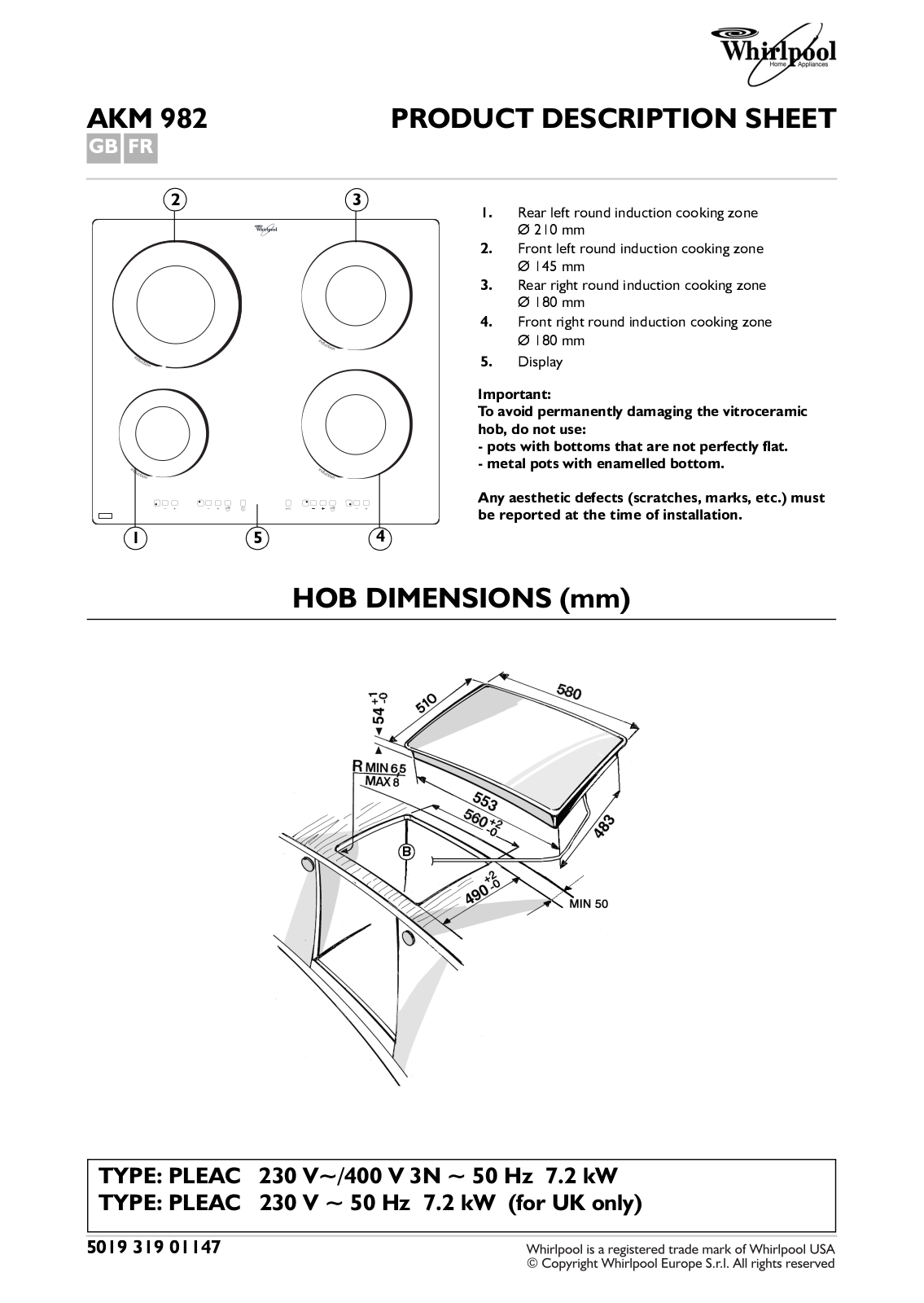 Whirlpool AKM 982/NE INSTRUCTION FOR USE