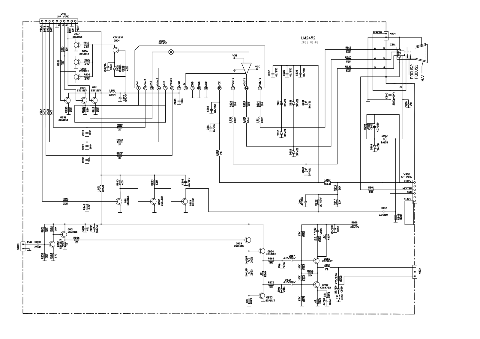 Skyworth 32D98HP FSCQ1265, LM2452, TDA8177, LA75503, MST5C28 Schematic