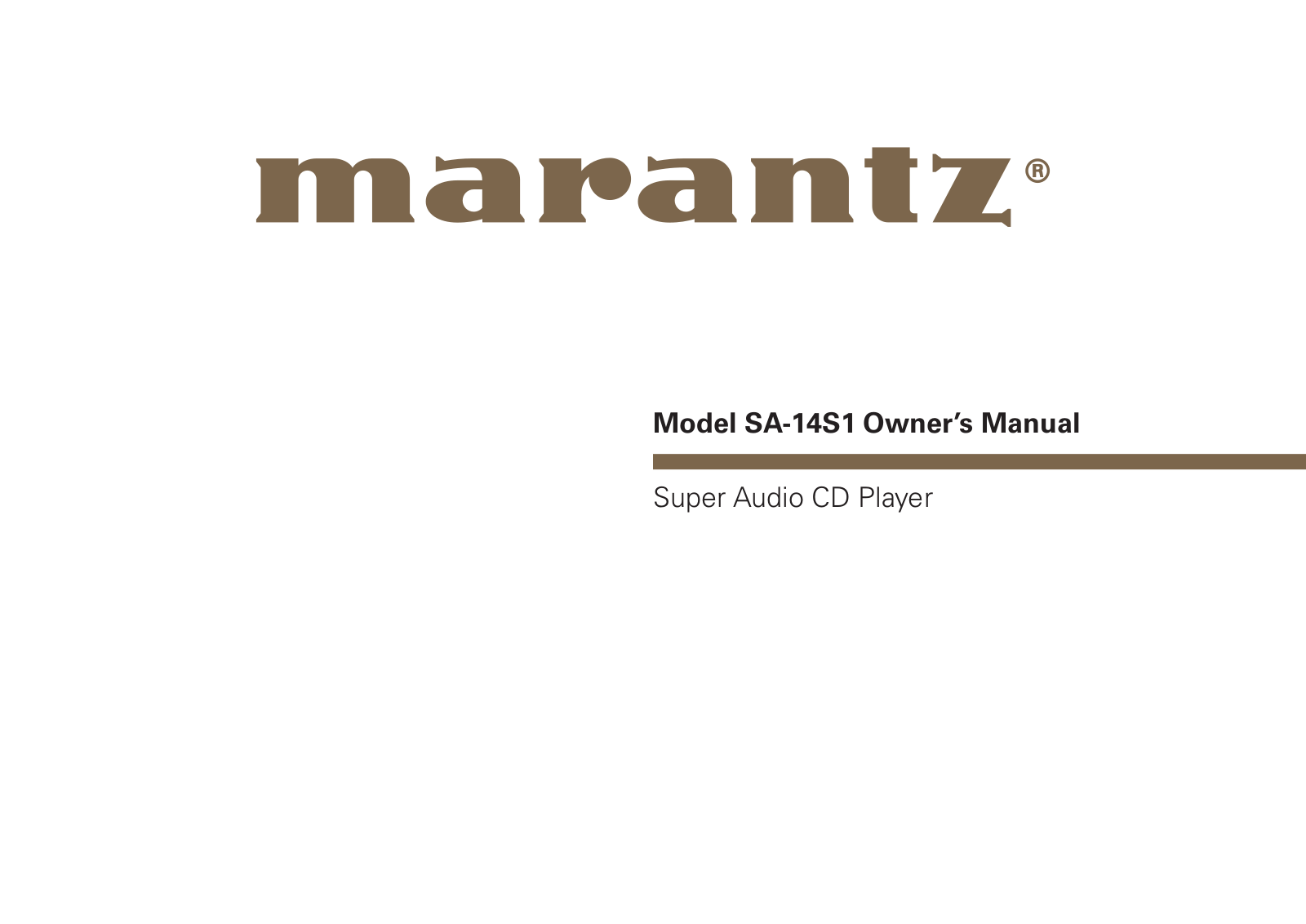 Marantz SA-14S1 User Manual