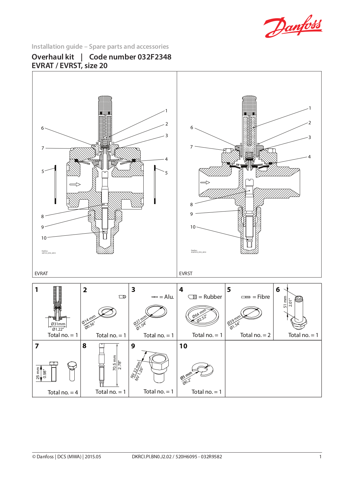 Danfoss EVRAT 20, EVRST 20 Installation guide