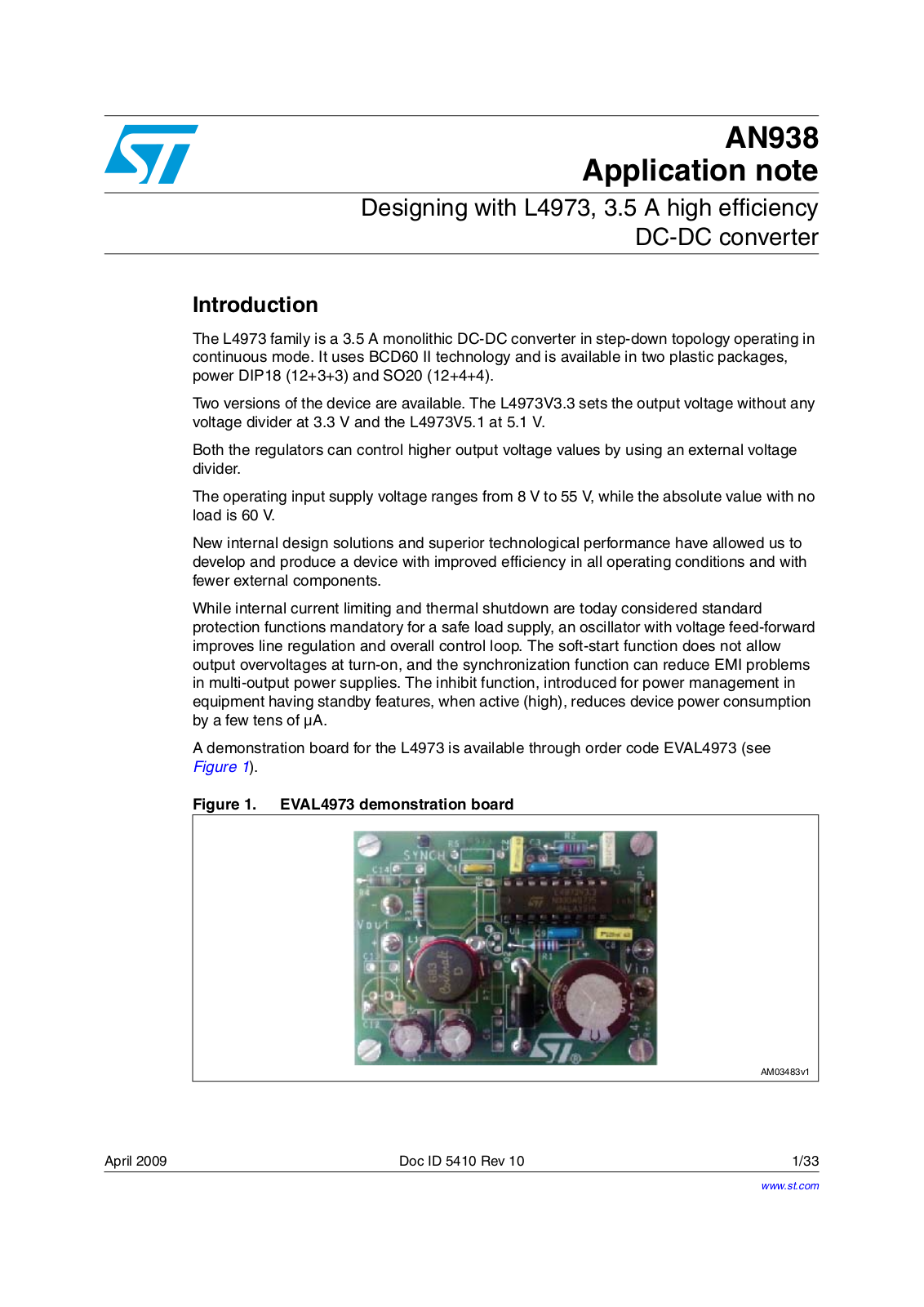 ST AN938 Application note