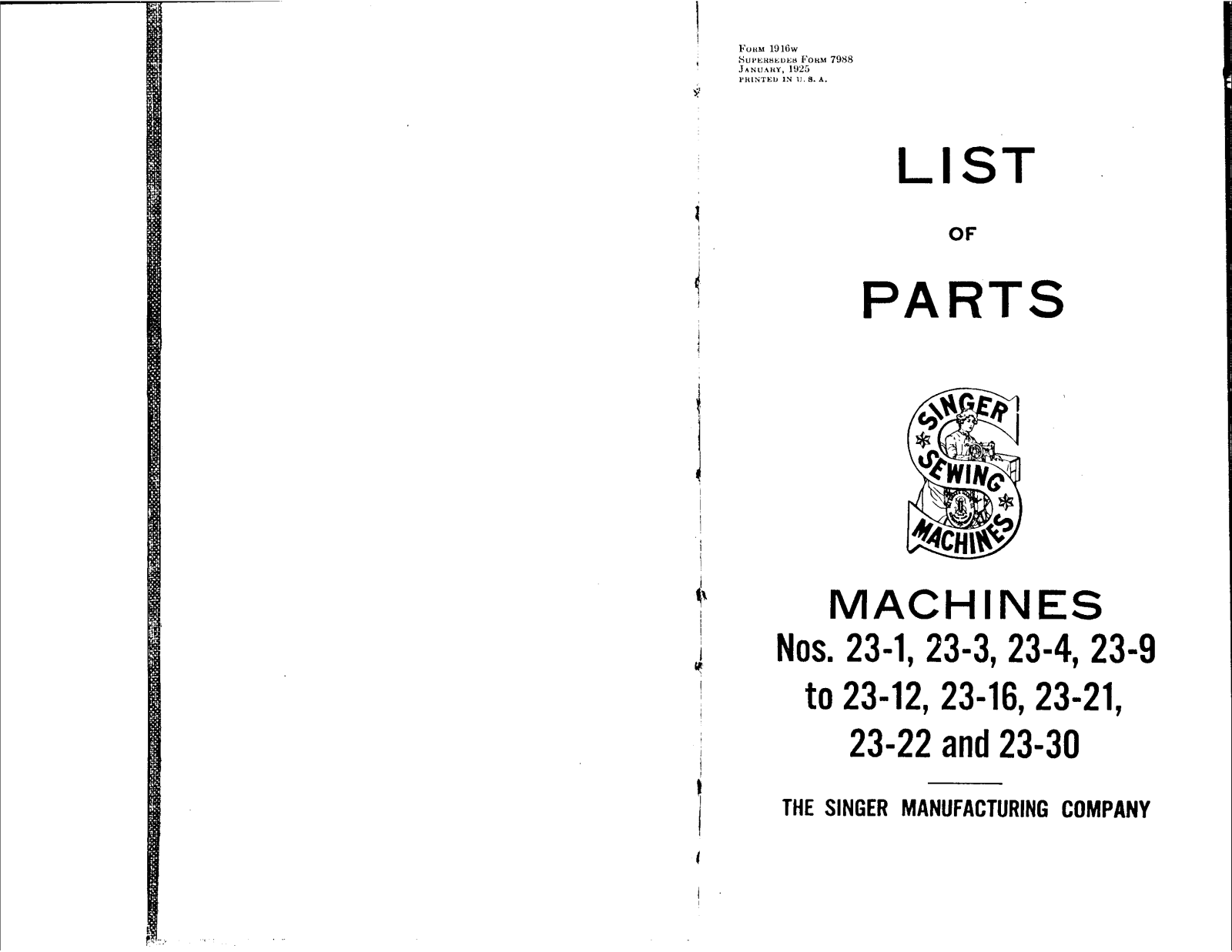 Singer 23-12, 23-4, 23-30, 23-16, 23-22 User Manual