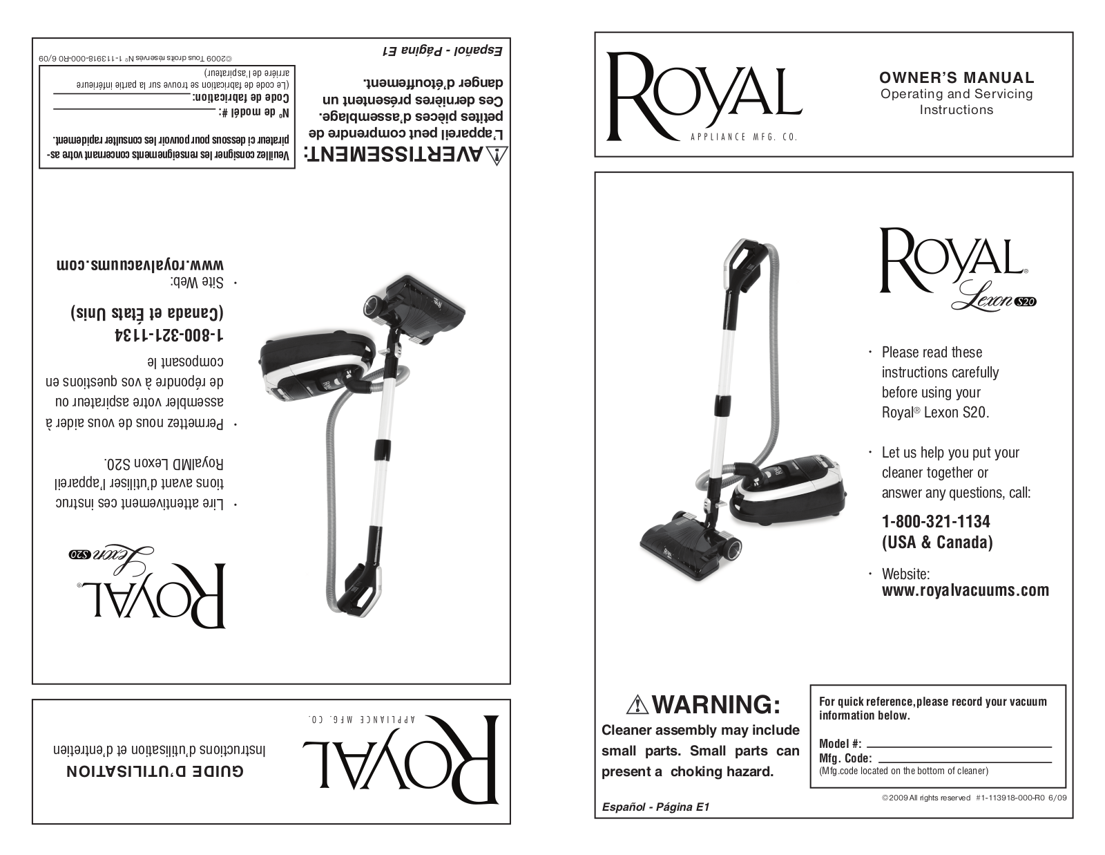 Royal Vacuums S20 User Manual