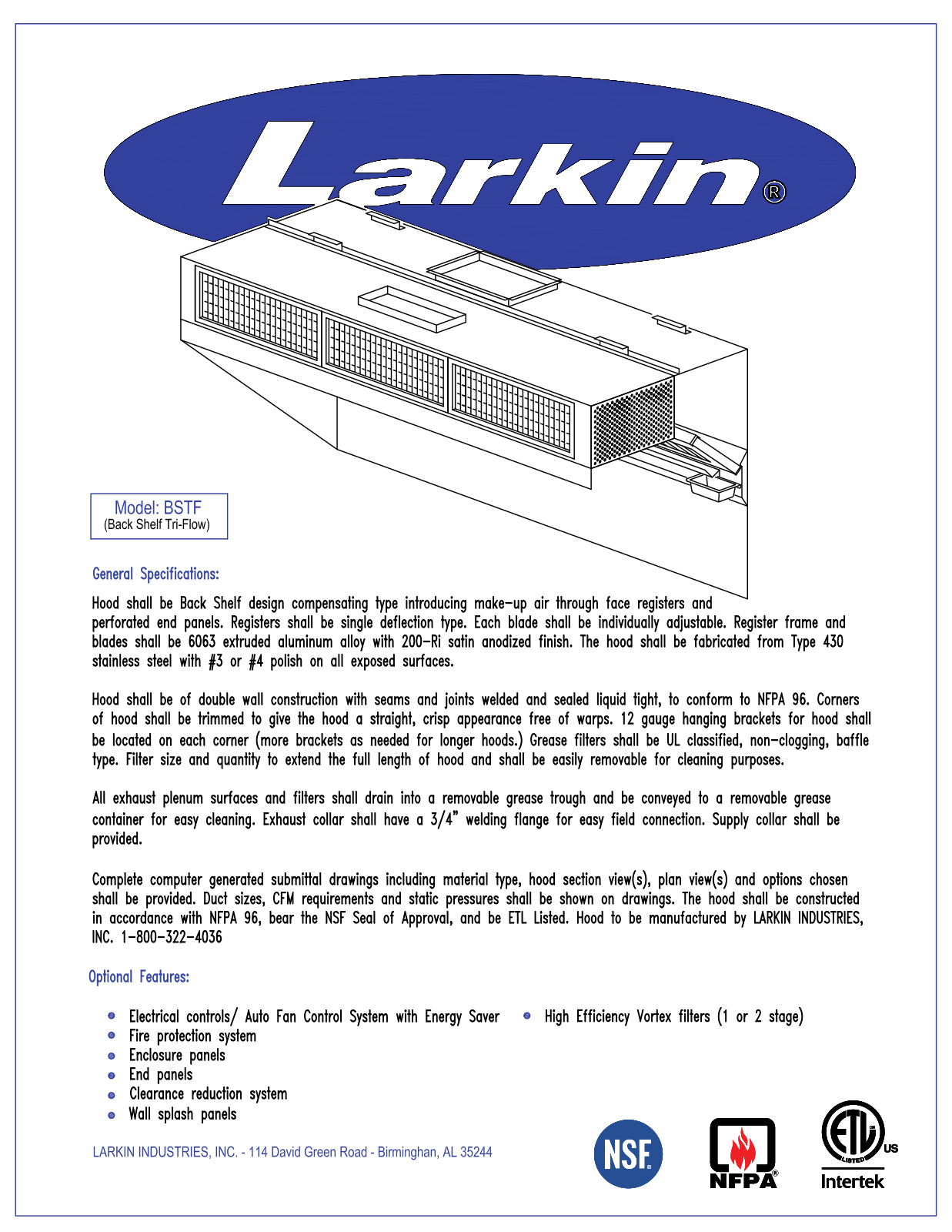 Larkin BSTF User Manual