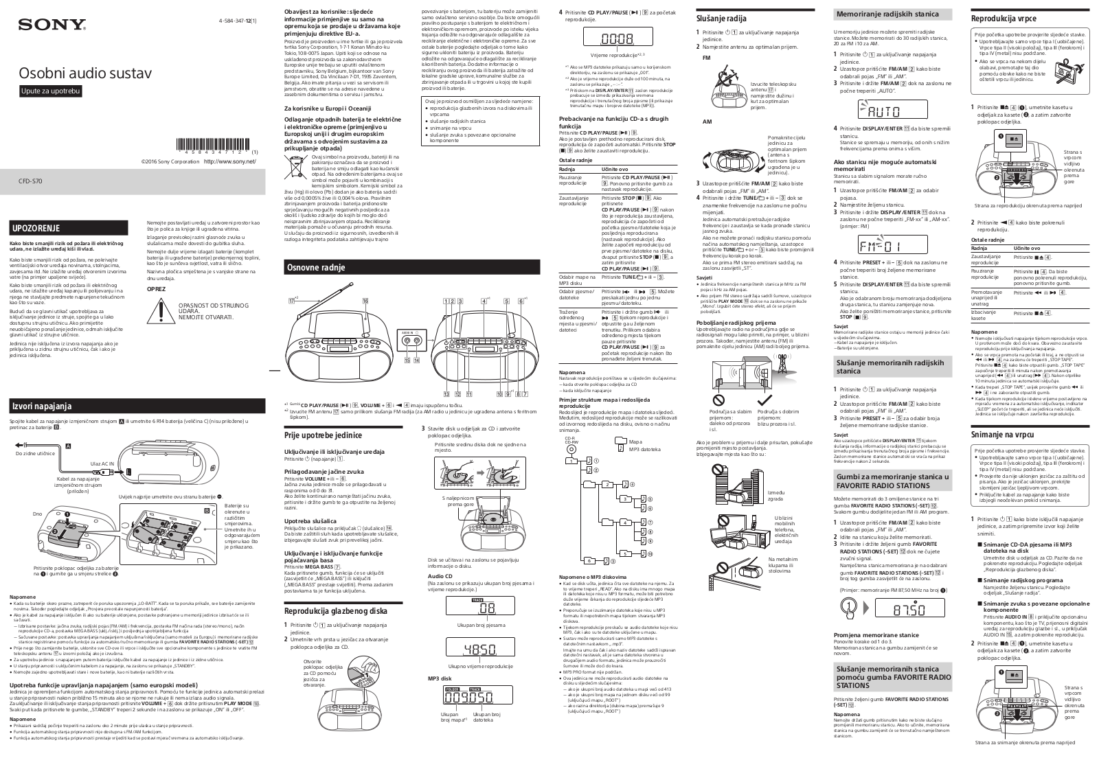 Sony CFD-S70 User Manual