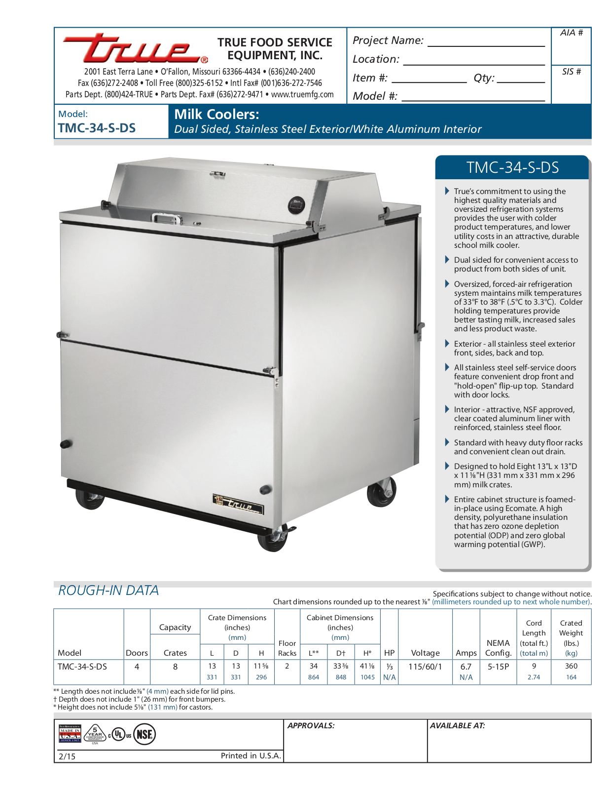 True TMC-34-S-DS User Manual