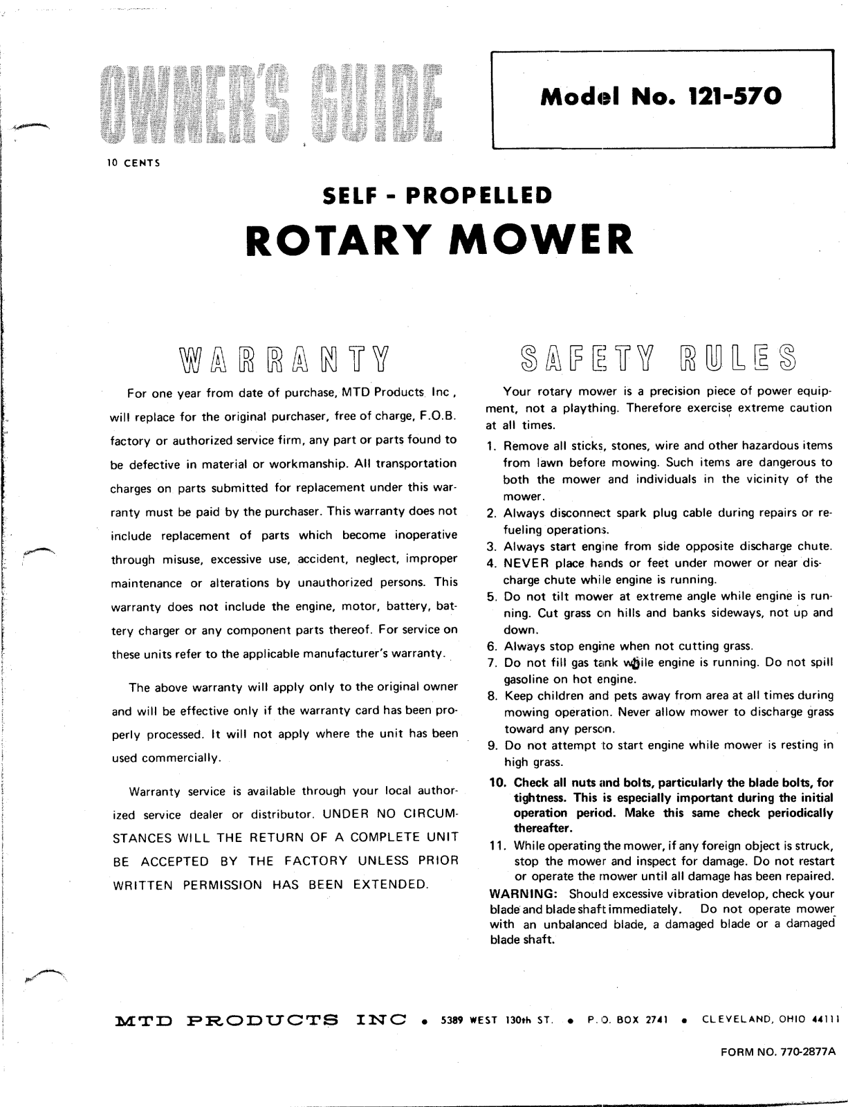 MTD 121-570 User Manual