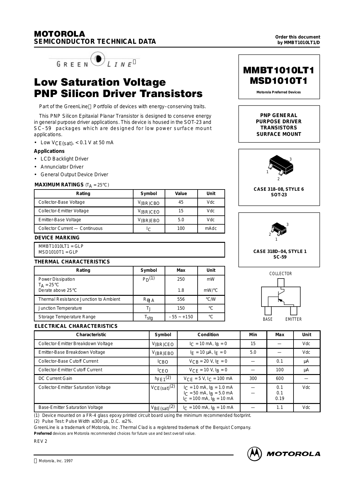 MOTOROLA MSC1010T1 Datasheet