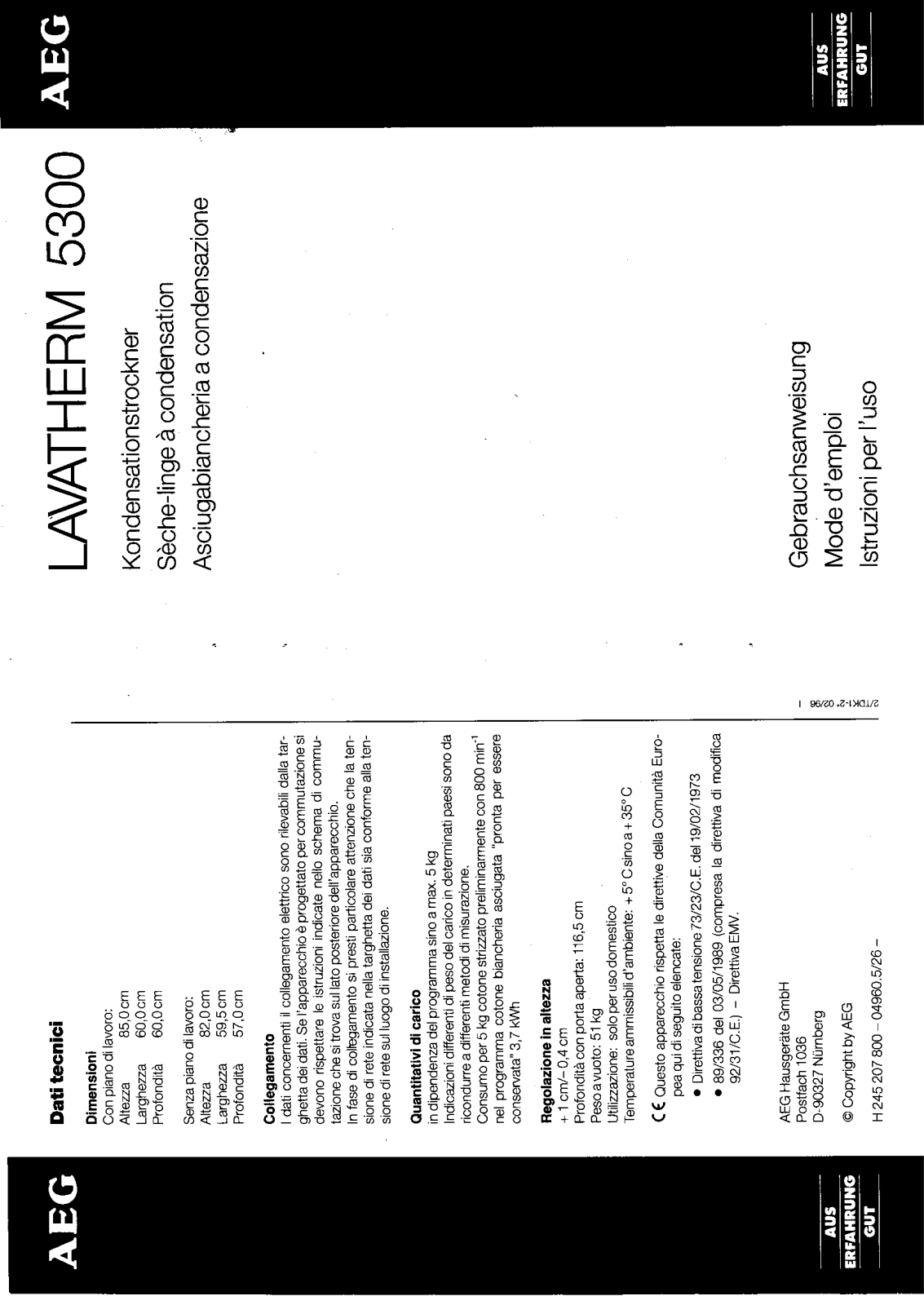 AEG LTH5300 User Manual
