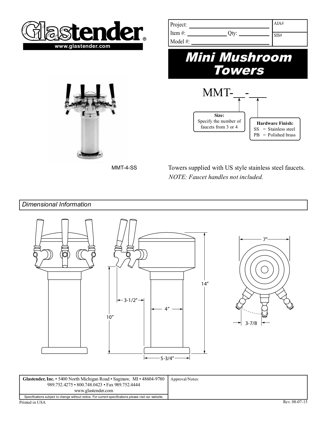 Glastender MMT-3-PB User Manual