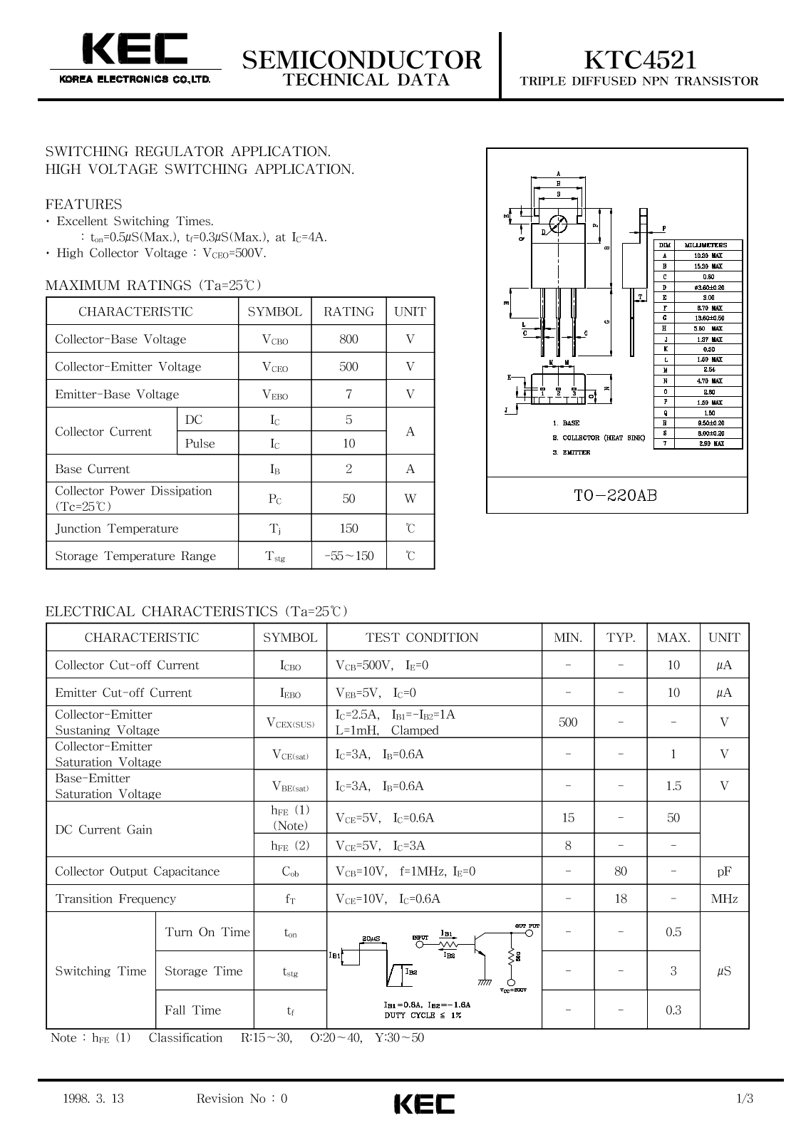 KEC KTC4521 Datasheet