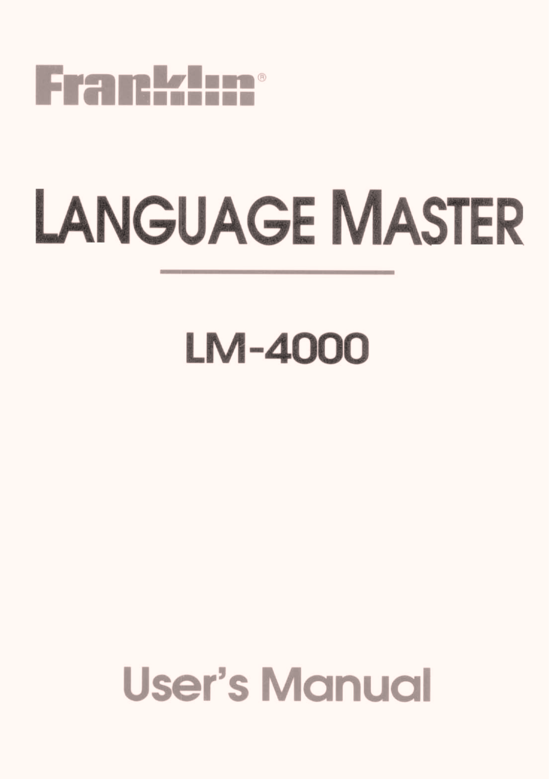 Franklin LM-4000 User Manual