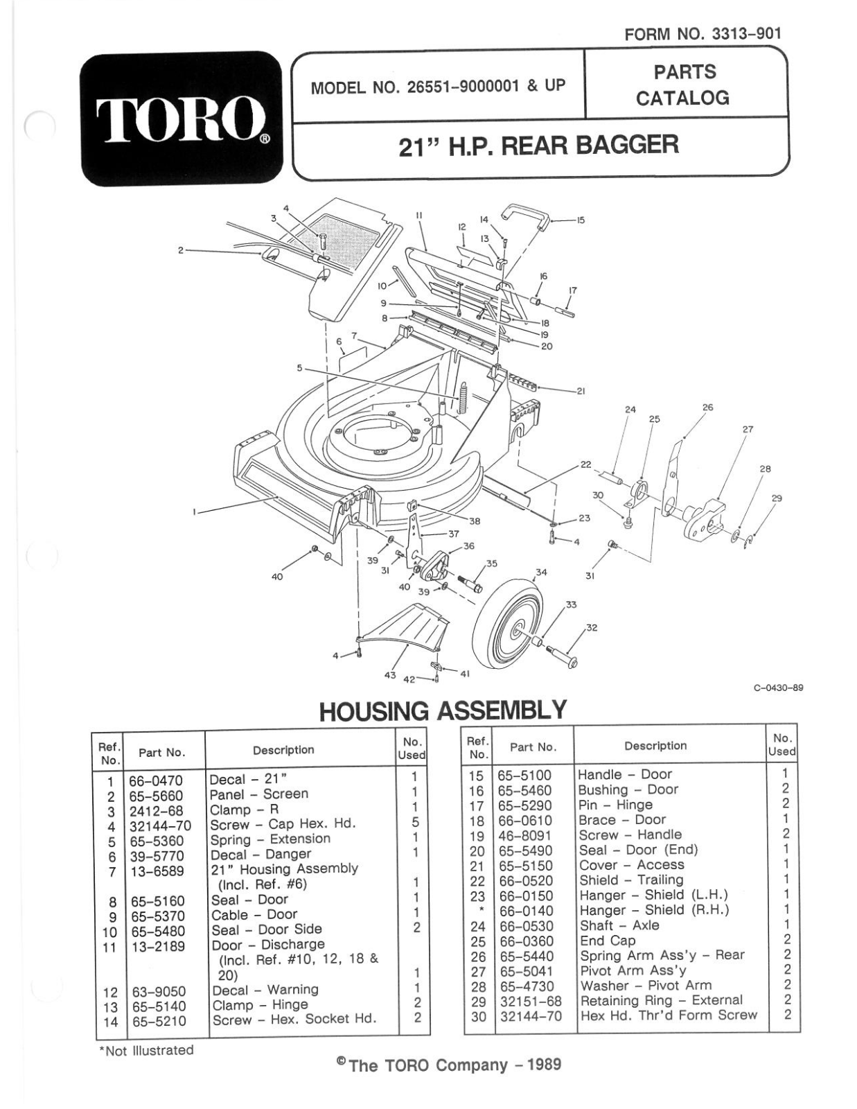 Toro 26551 Parts Catalogue