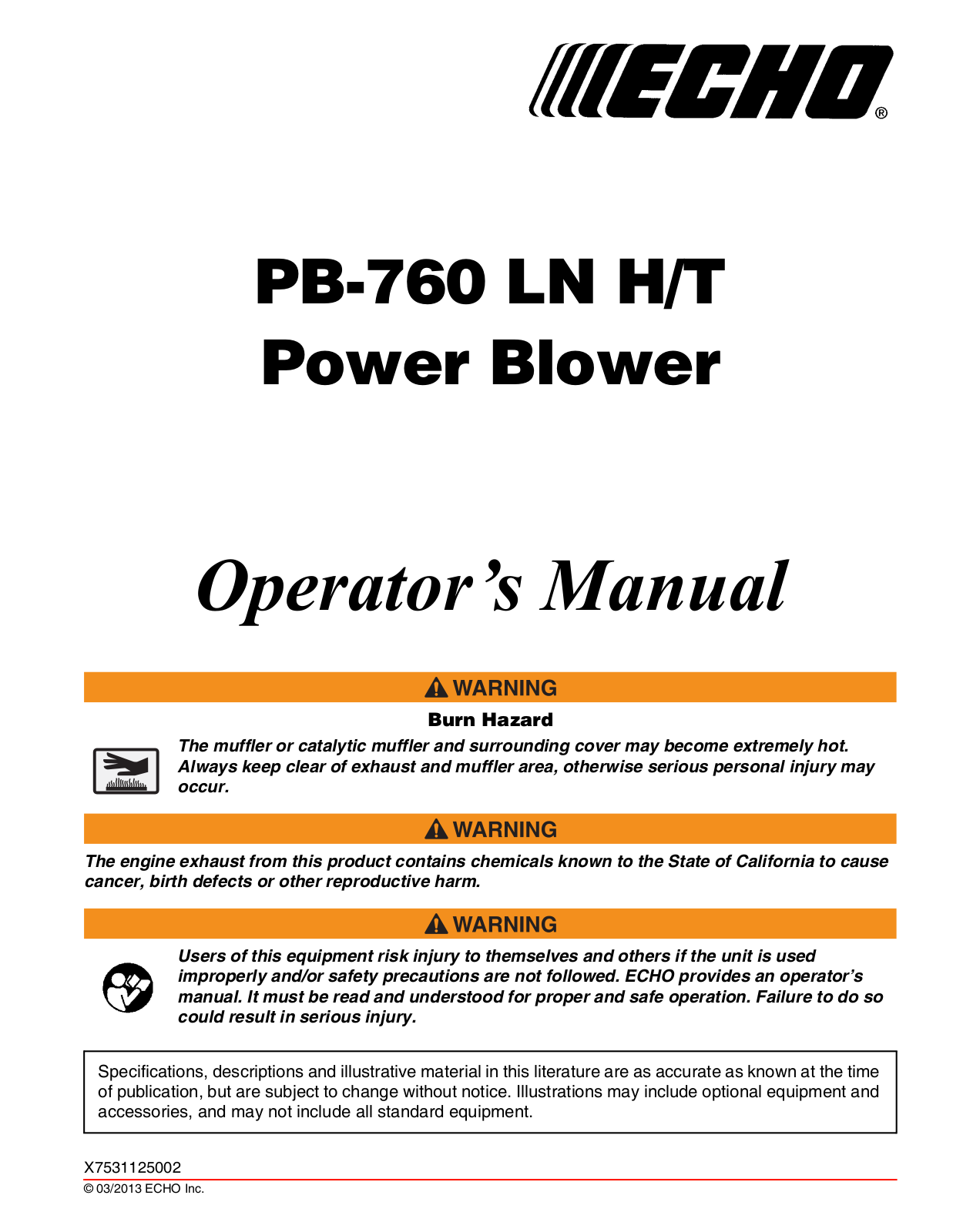 Echo PB-760LNT User Manual