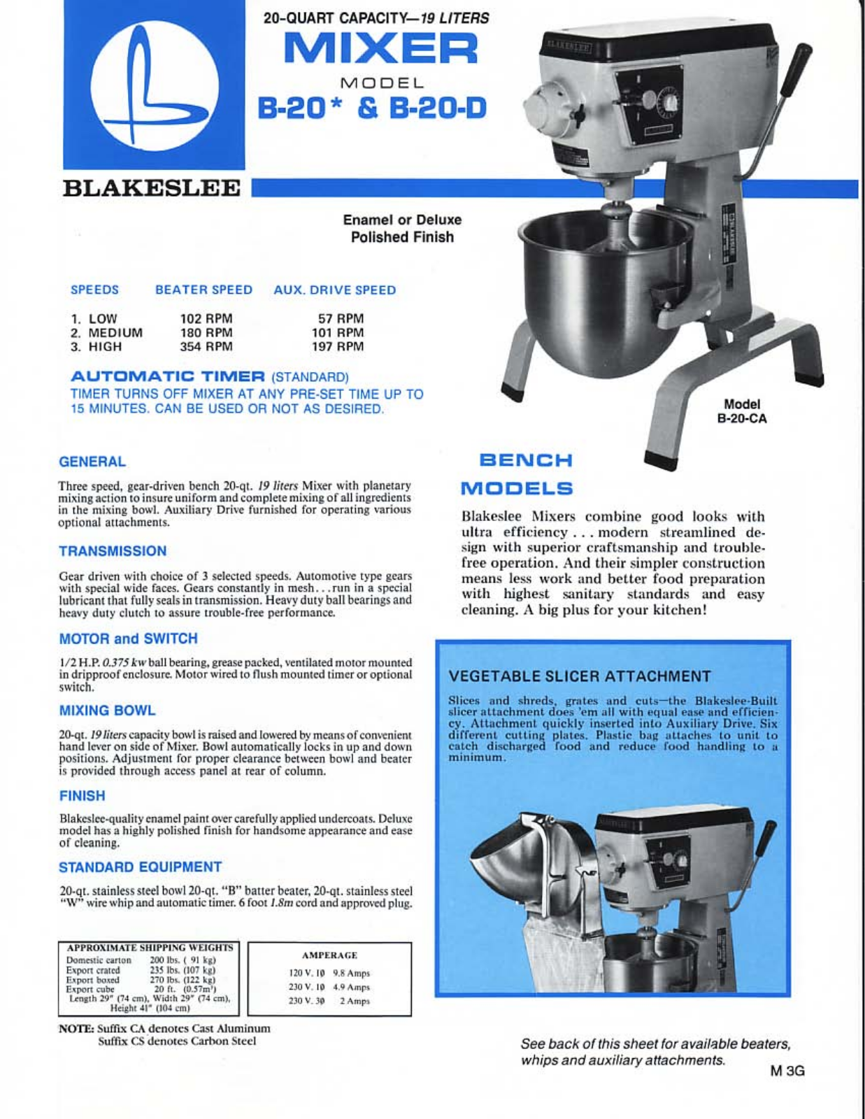 Blakeslee B-20, B-20-D General Manual