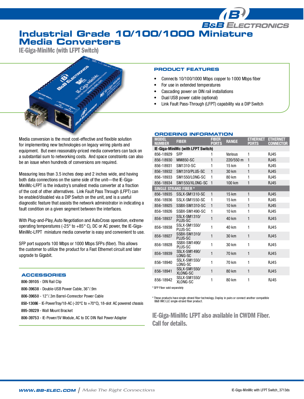 B&B Electronics 856-18929-42 Datasheet