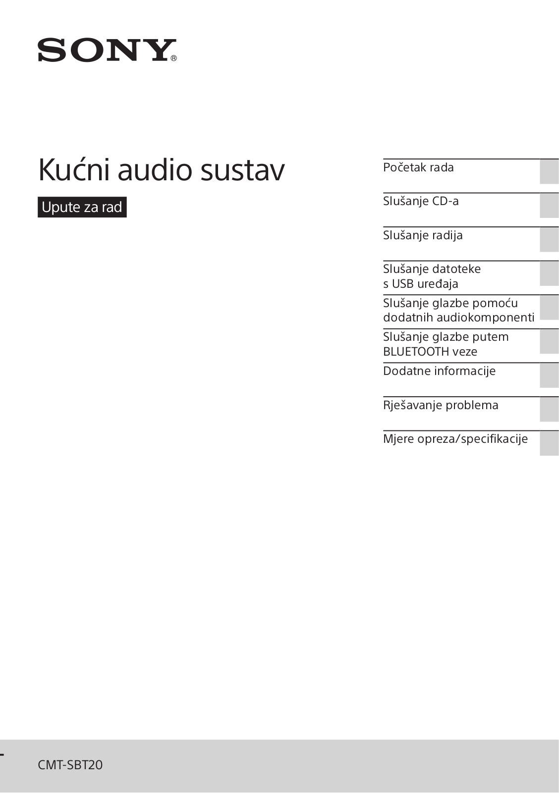 Sony CMT-SBT20 User Manual