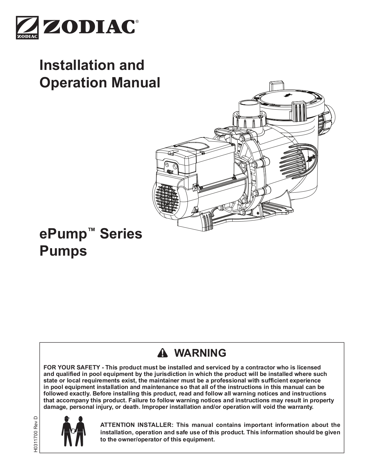 ZODIAC ePump installation Guide