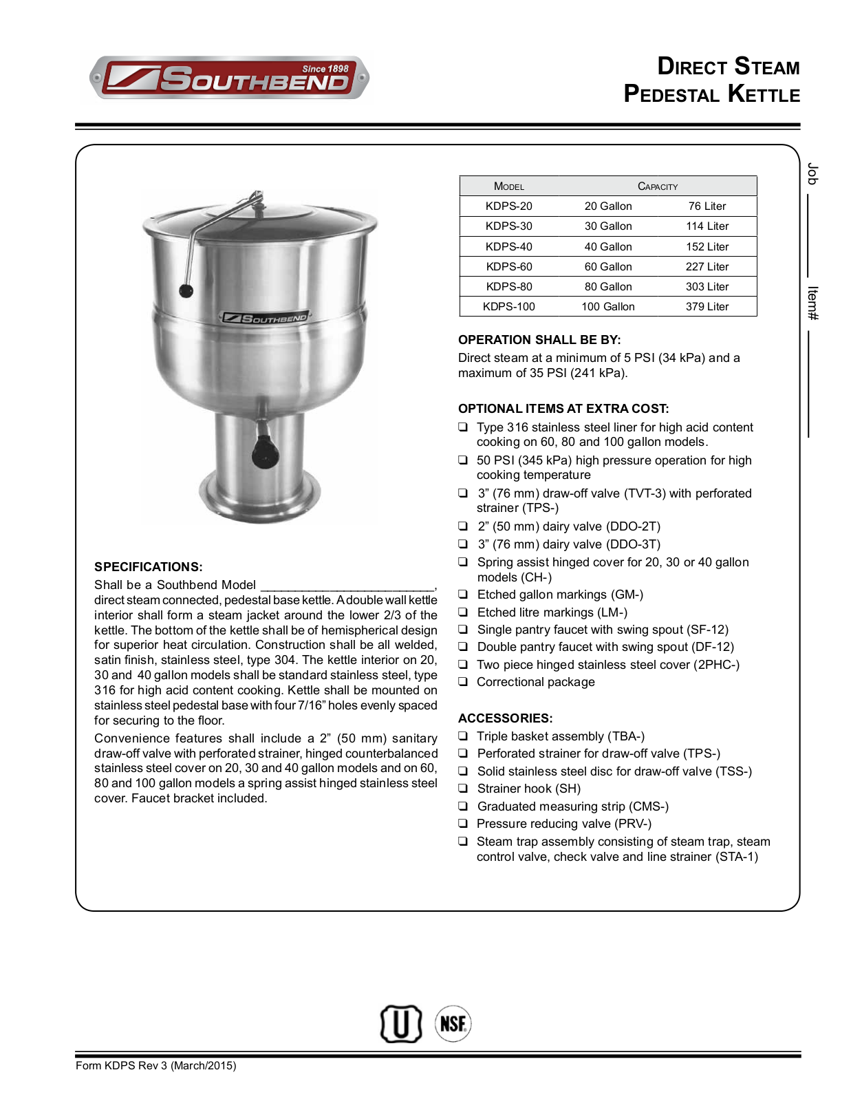 Southbend KDPS-100 User Manual