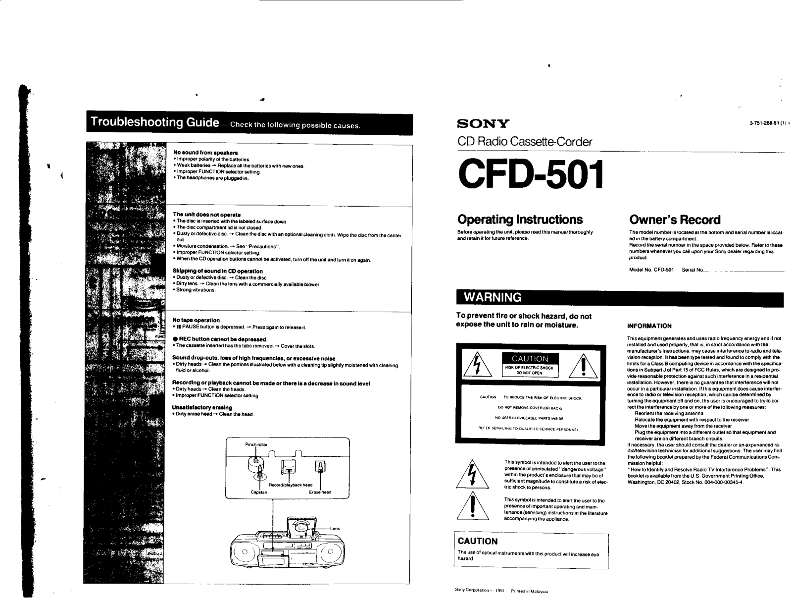 Sony CFD-501 User Manual