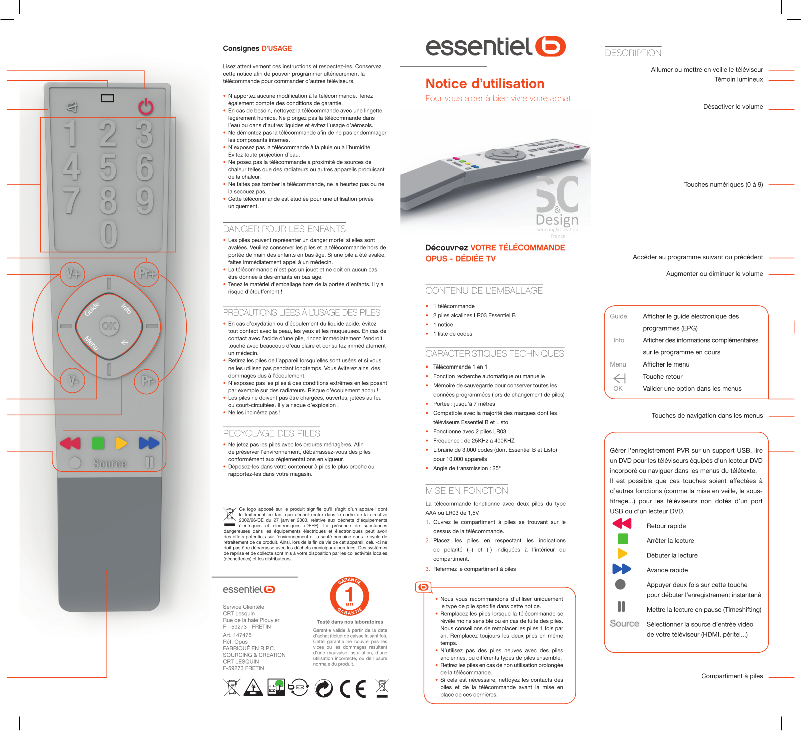 ESSENTIELB OPUS DEDIEE TV User Manual