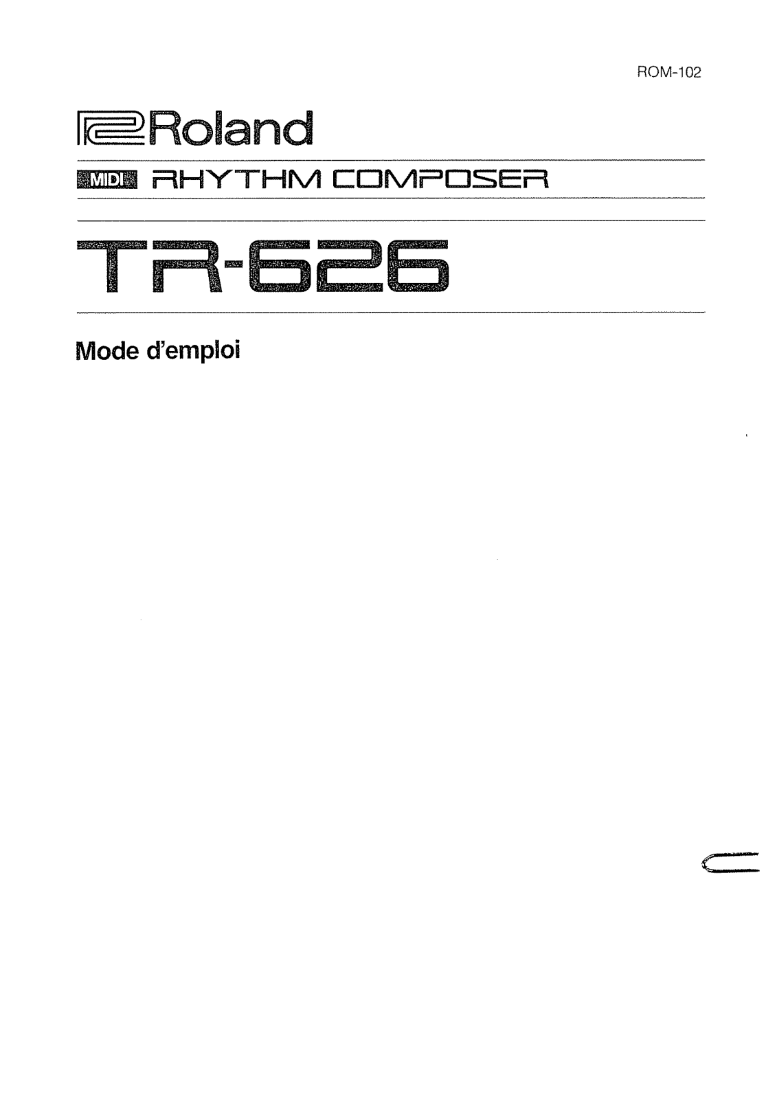 Roland TR-626 User Manual