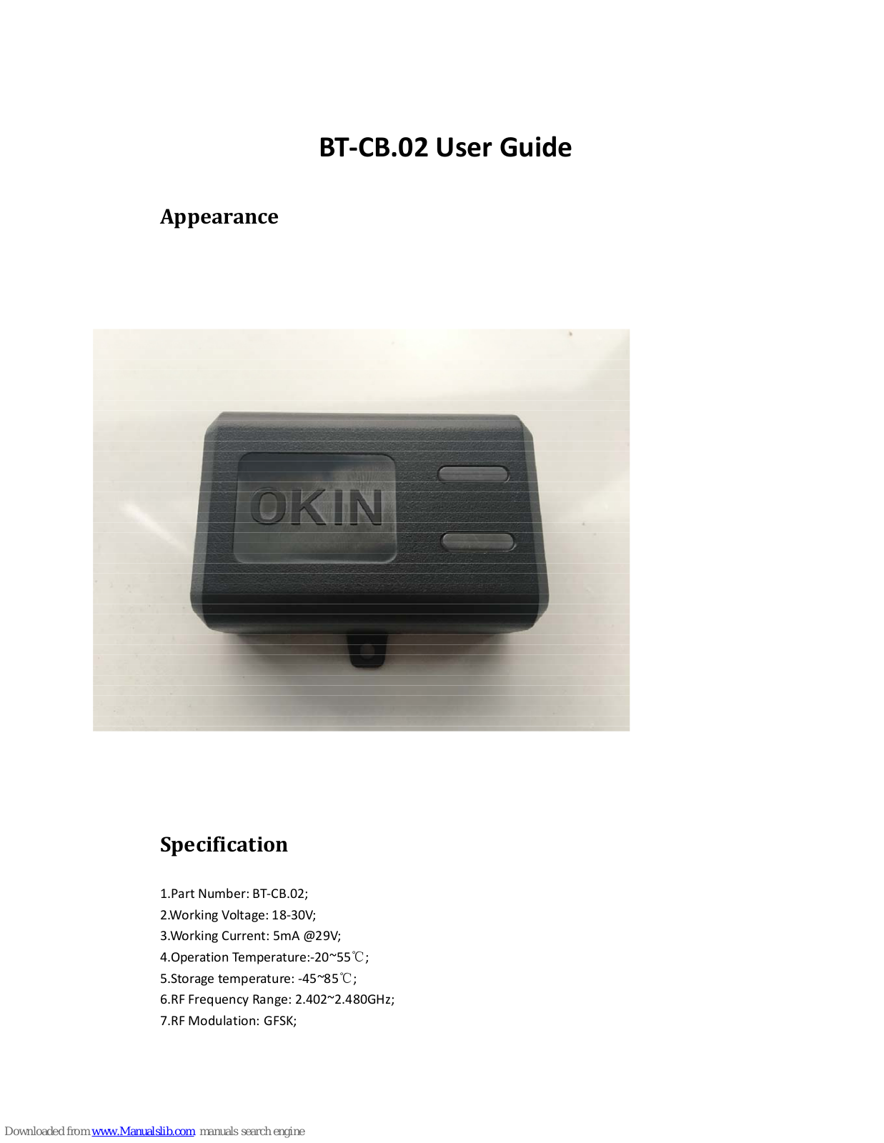 OKIN BT-CB.02 User Manual - ManualMachine.com