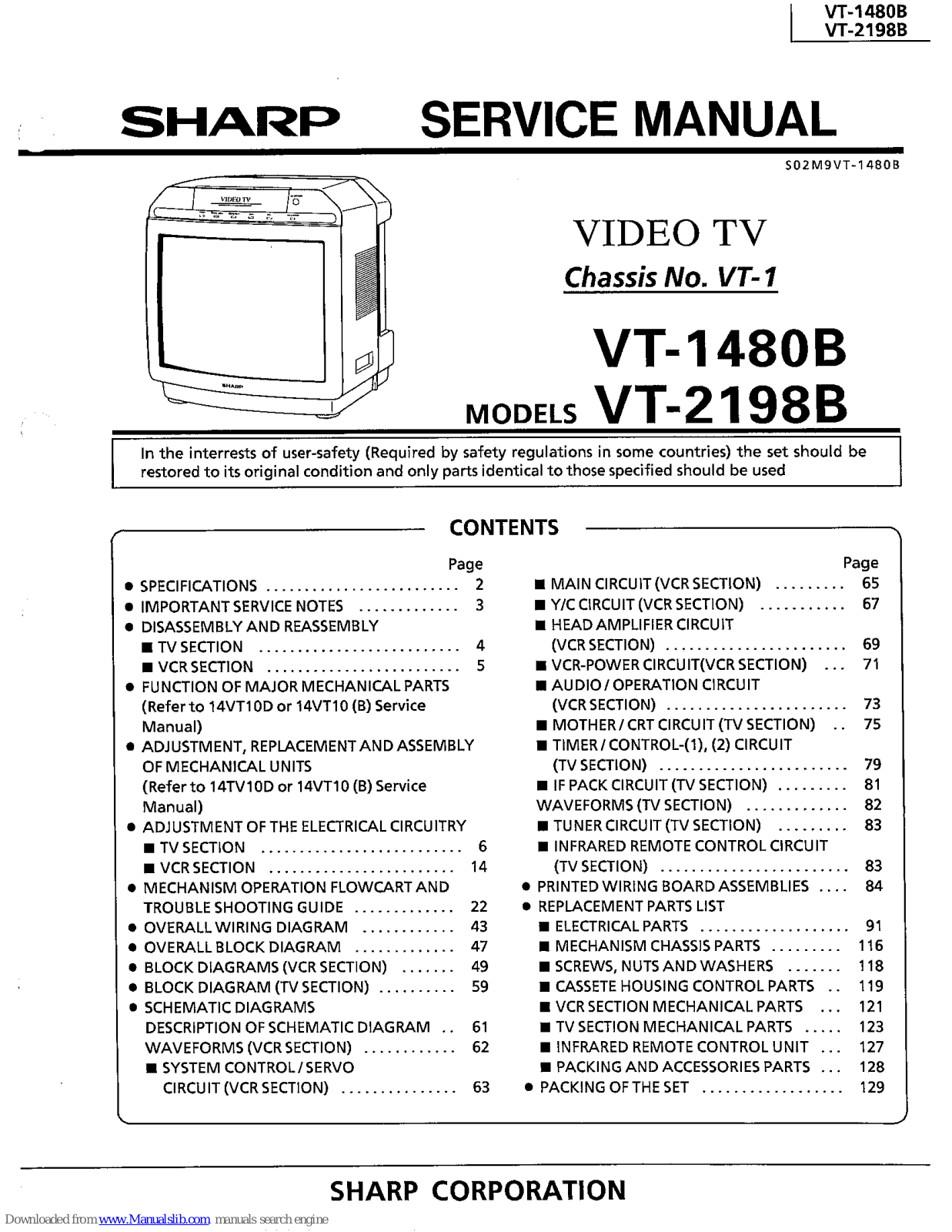 Sharp VT-1480B, VT-2198B Service Manual